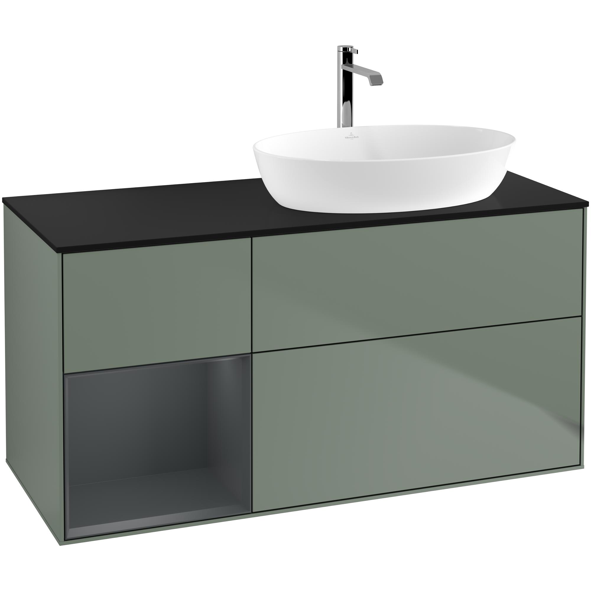 Tvättställsskåp Villeroy & Boch Finion med 3 Lådor Hylla och Bänkskiva för Ocentrerat Tvättställ från Artis & Collaro | badrum - badrumsmobler - tvattstallsskap-och-kommod | KakelKungen