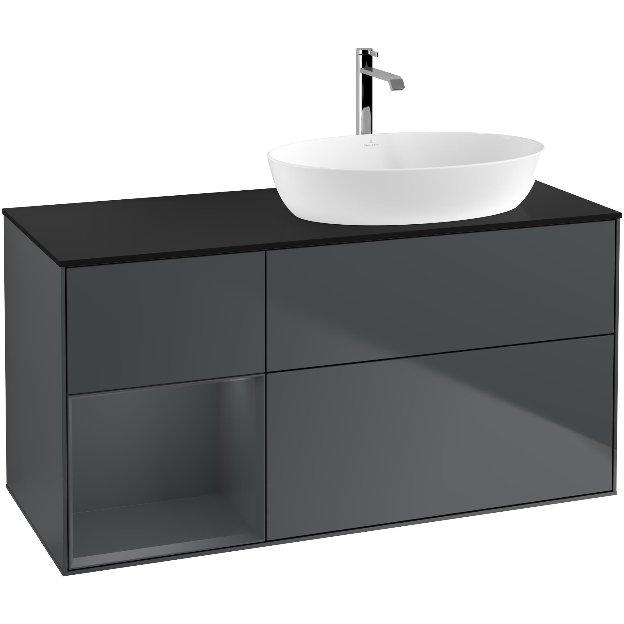 Tvättställsskåp Villeroy & Boch Finion med 3 Lådor Hylla och Bänkskiva för Ocentrerat Tvättställ från Artis & Collaro | badrum - badrumsmobler - tvattstallsskap-och-kommod | KakelKungen