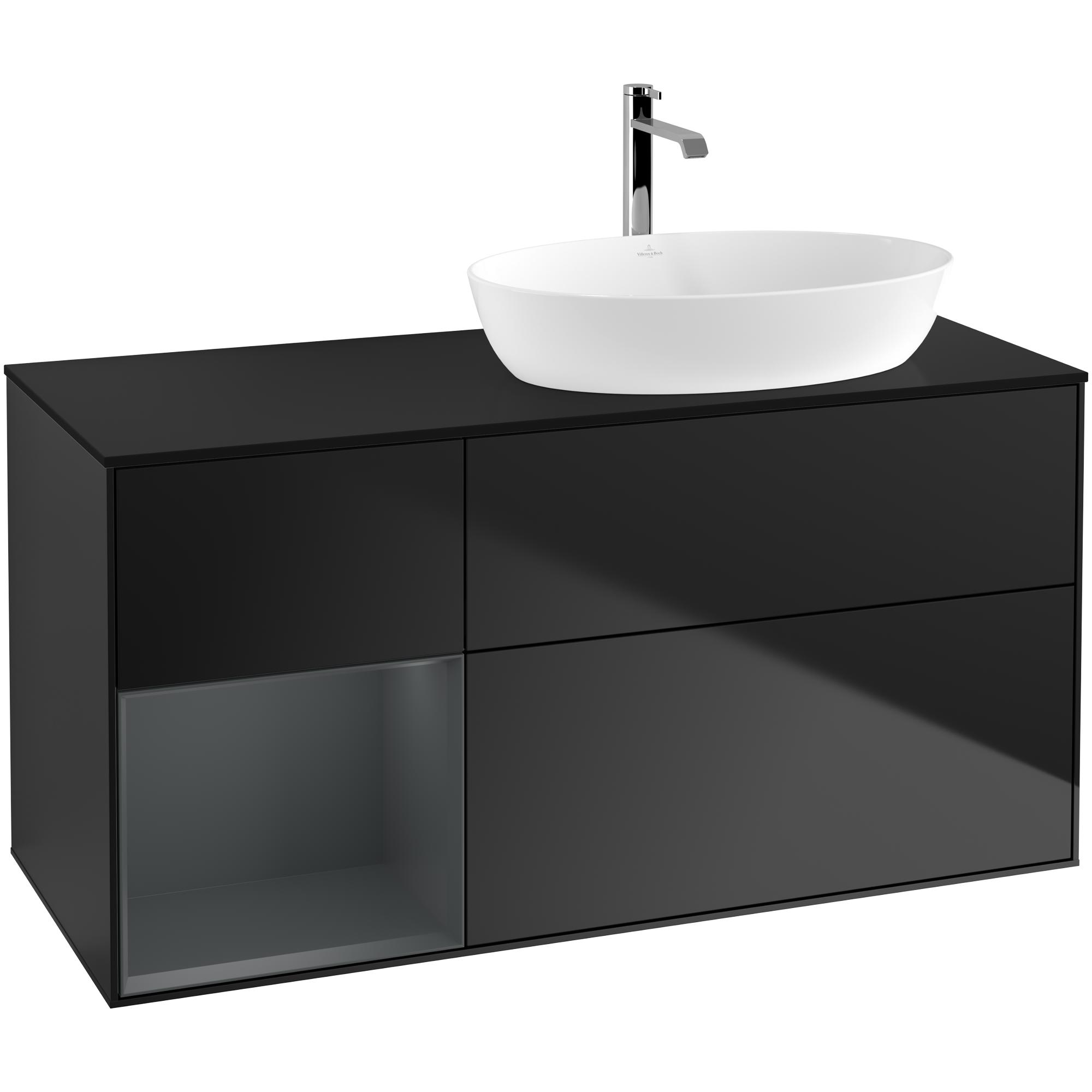 Tvättställsskåp Villeroy & Boch Finion med 3 Lådor Hylla och Bänkskiva för Ocentrerat Tvättställ från Artis & Collaro | badrum - badrumsmobler - tvattstallsskap-och-kommod | KakelKungen