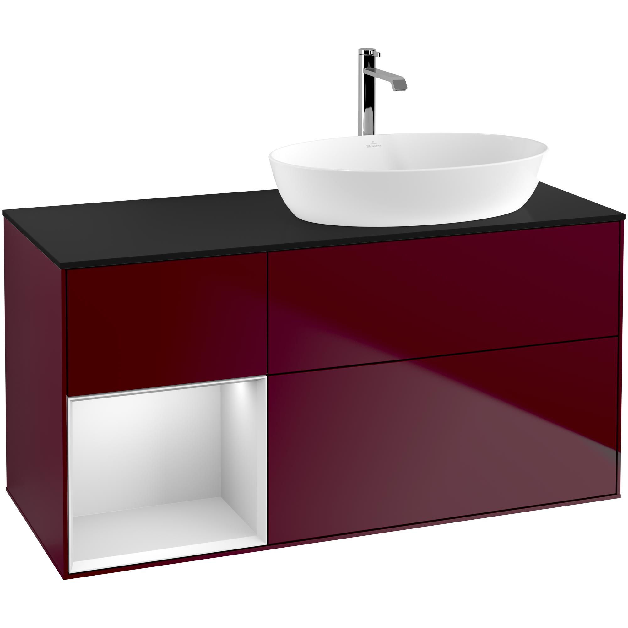 Tvättställsskåp Villeroy & Boch Finion med 3 Lådor Hylla och Bänkskiva för Ocentrerat Tvättställ från Artis & Collaro | badrum - badrumsmobler - tvattstallsskap-och-kommod | KakelKungen