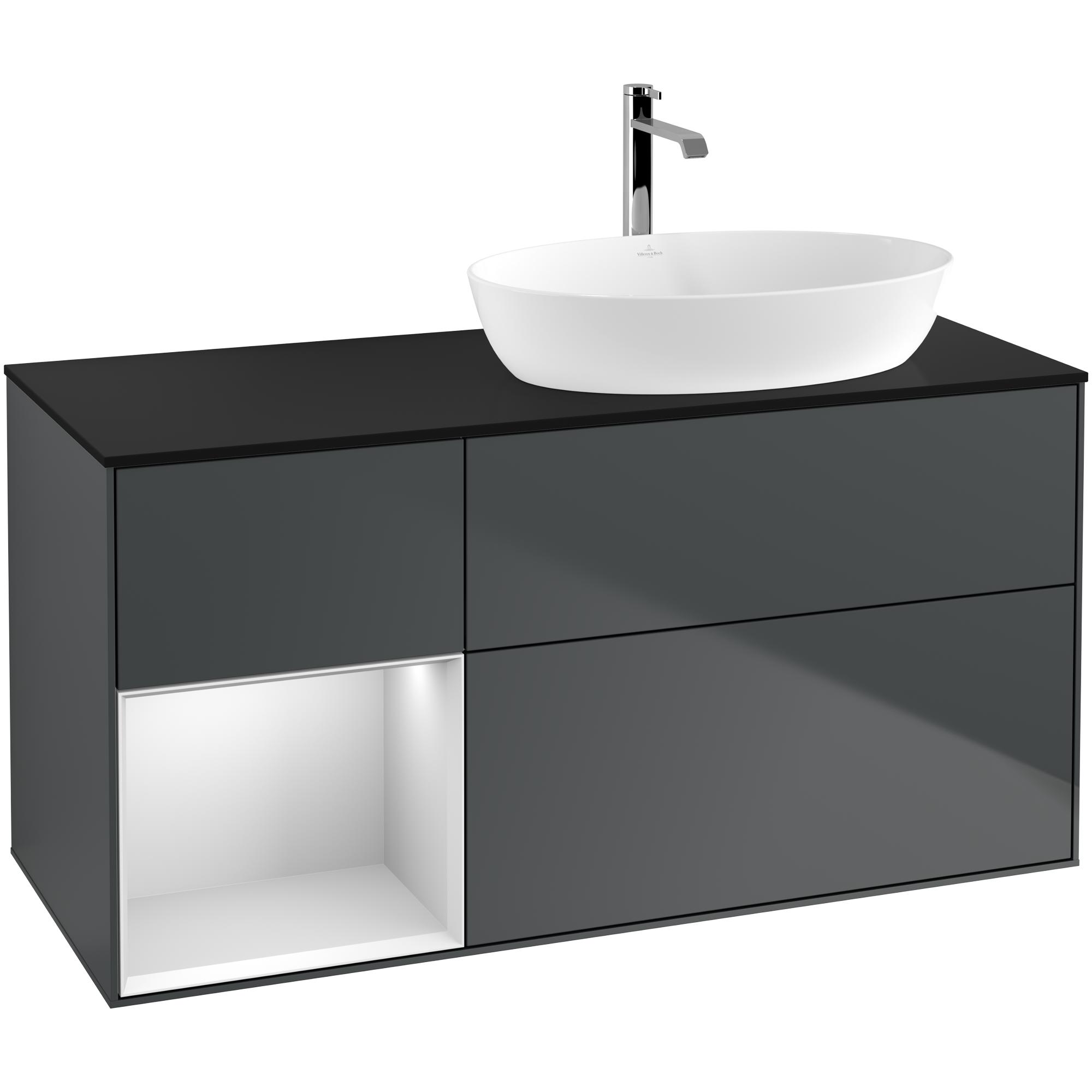 Tvättställsskåp Villeroy & Boch Finion med 3 Lådor Hylla och Bänkskiva för Ocentrerat Tvättställ från Artis & Collaro | badrum - badrumsmobler - tvattstallsskap-och-kommod | KakelKungen