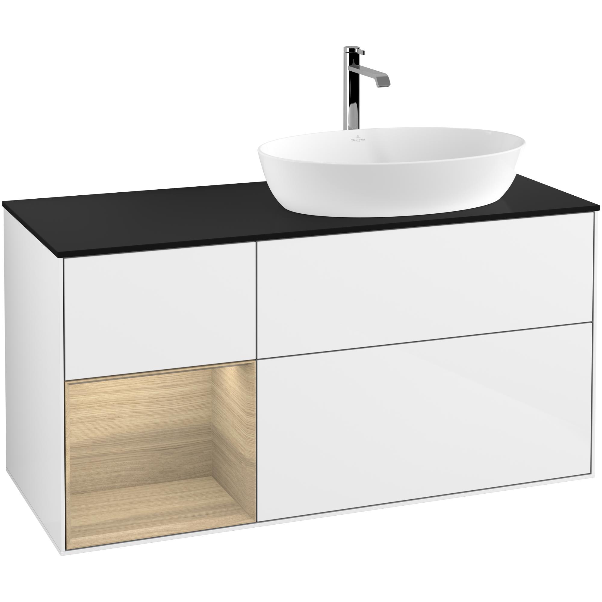 Tvättställsskåp Villeroy & Boch Finion med 3 Lådor Hylla och Bänkskiva för Ocentrerat Tvättställ från Artis & Collaro | badrum - badrumsmobler - tvattstallsskap-och-kommod | KakelKungen