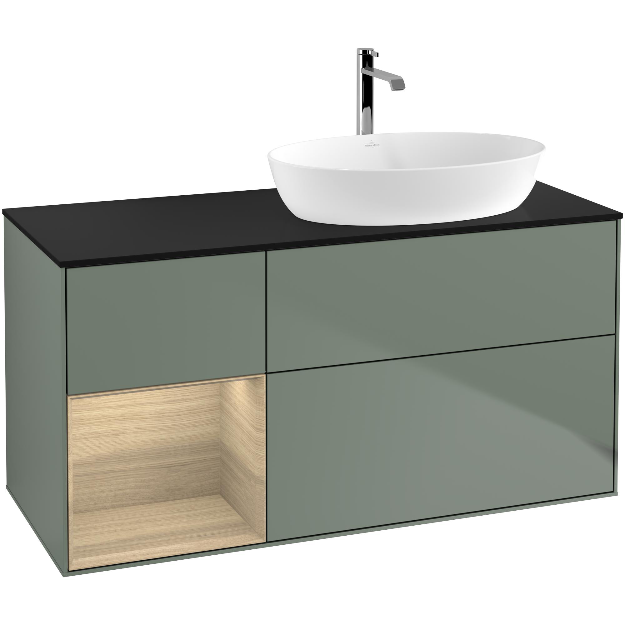 Tvättställsskåp Villeroy & Boch Finion med 3 Lådor Hylla och Bänkskiva för Ocentrerat Tvättställ från Artis & Collaro | badrum - badrumsmobler - tvattstallsskap-och-kommod | KakelKungen