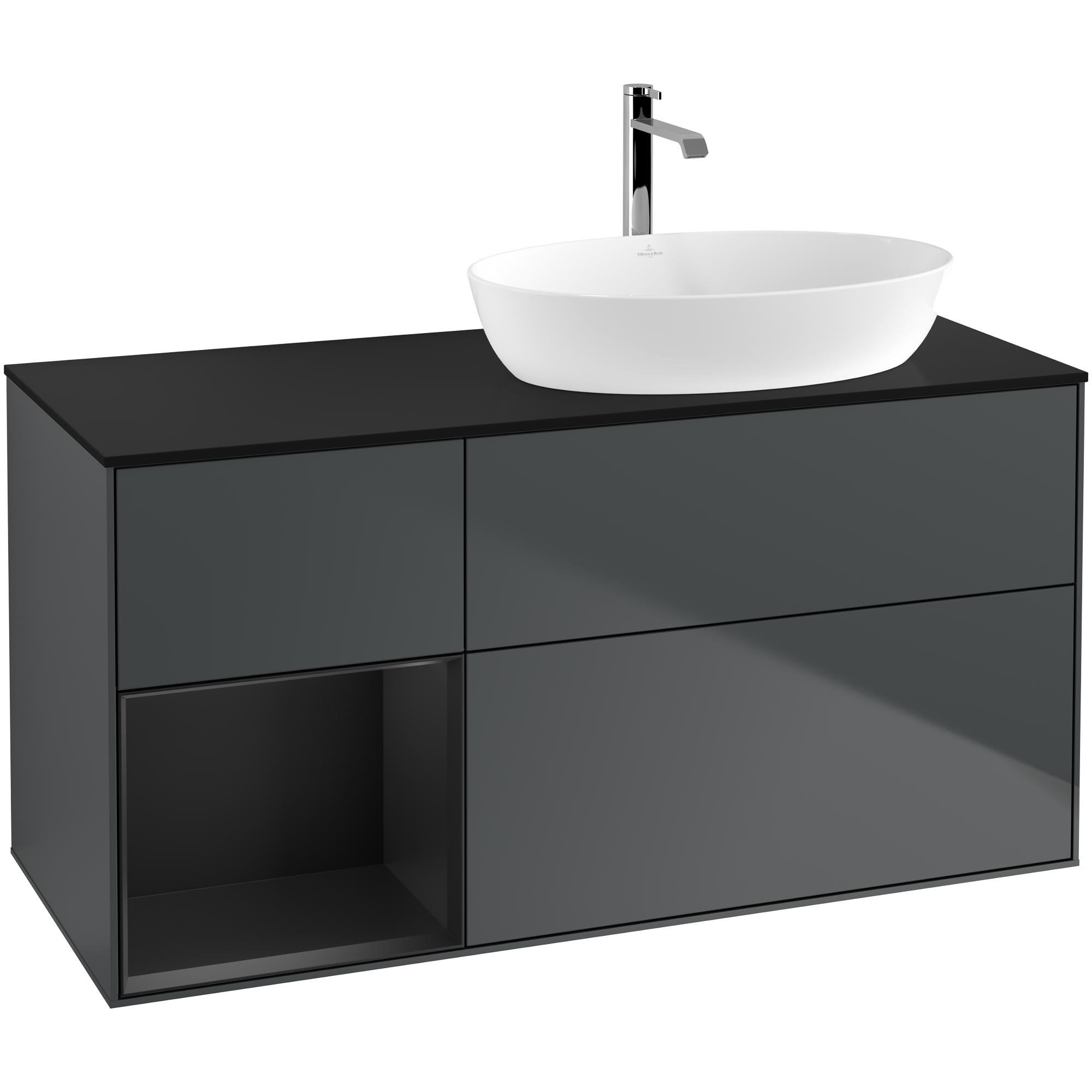 Tvättställsskåp Villeroy & Boch Finion med 3 Lådor Hylla och Bänkskiva för Ocentrerat Tvättställ från Artis & Collaro | badrum - badrumsmobler - tvattstallsskap-och-kommod | KakelKungen