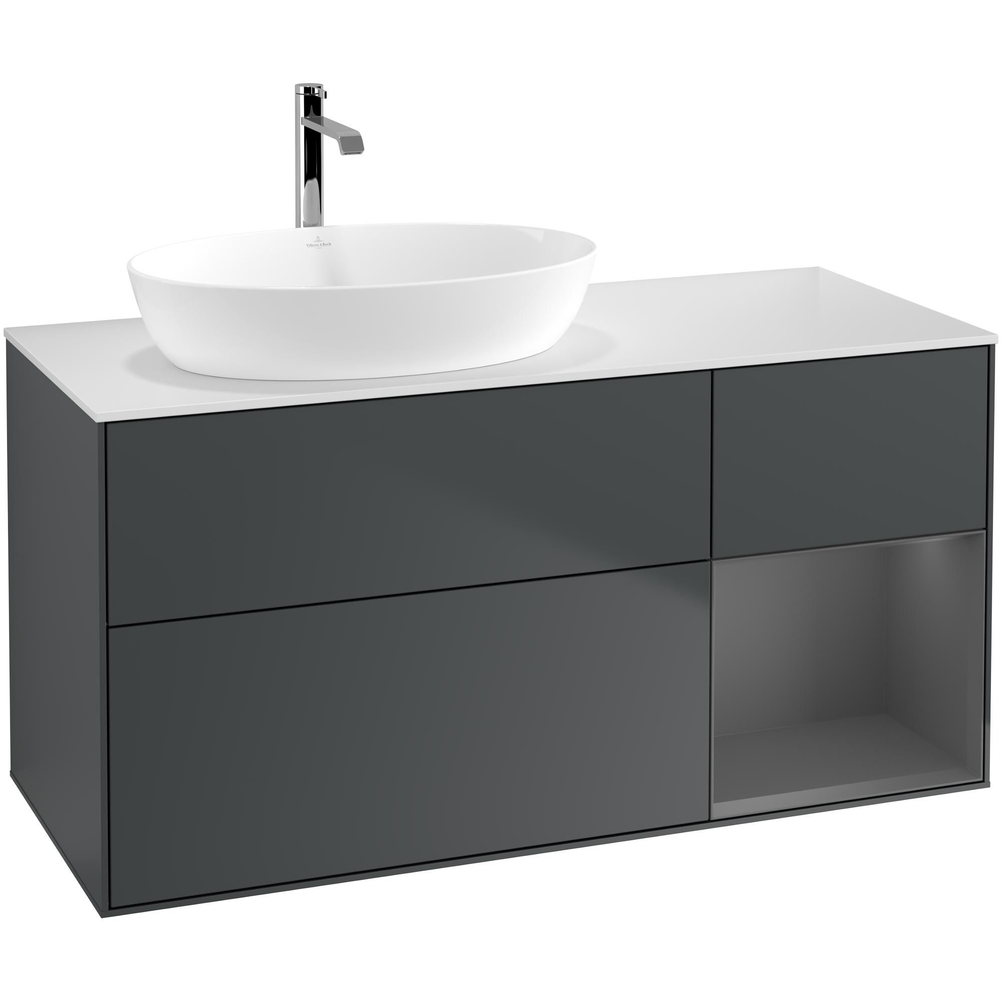 Tvättställsskåp Villeroy & Boch Finion med 3 Lådor Hylla och Bänkskiva för Ocentrerat Tvättställ från Artis & Collaro | badrum - badrumsmobler - tvattstallsskap-och-kommod | KakelKungen