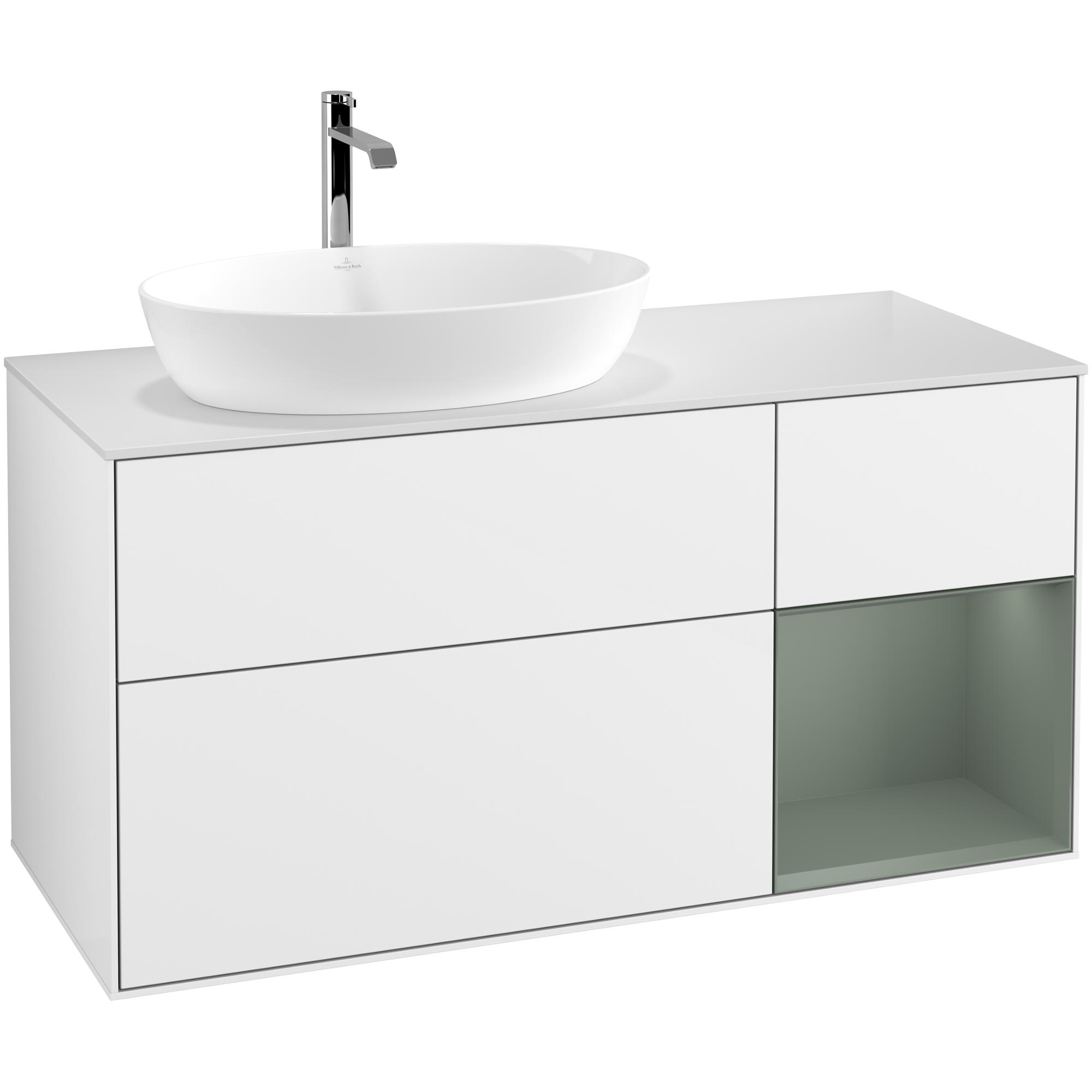 Tvättställsskåp Villeroy & Boch Finion med 3 Lådor Hylla och Bänkskiva för Ocentrerat Tvättställ från Artis & Collaro | badrum - badrumsmobler - tvattstallsskap-och-kommod | KakelKungen