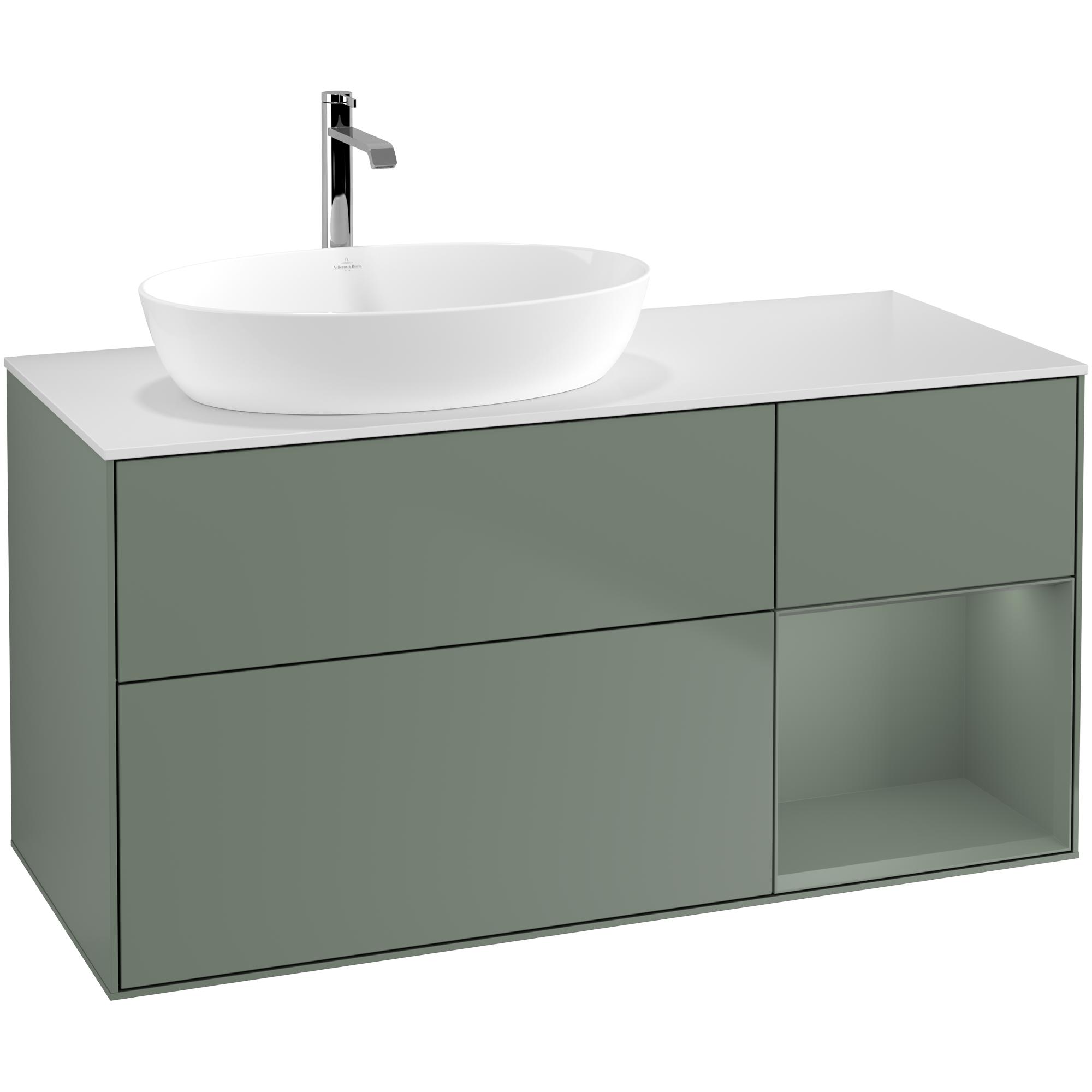 Tvättställsskåp Villeroy & Boch Finion med 3 Lådor Hylla och Bänkskiva för Ocentrerat Tvättställ från Artis & Collaro | badrum - badrumsmobler - tvattstallsskap-och-kommod | KakelKungen