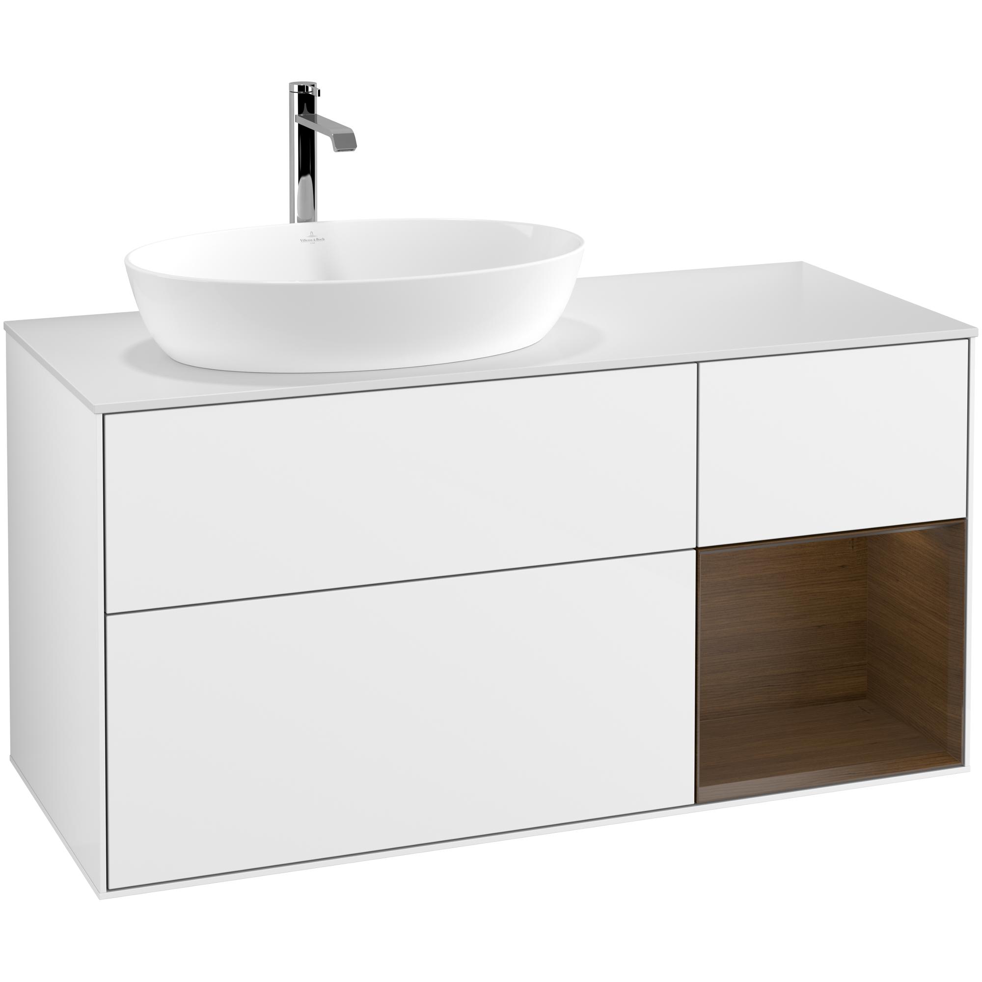 Tvättställsskåp Villeroy & Boch Finion med 3 Lådor Hylla och Bänkskiva för Ocentrerat Tvättställ från Artis & Collaro | badrum - badrumsmobler - tvattstallsskap-och-kommod | KakelKungen