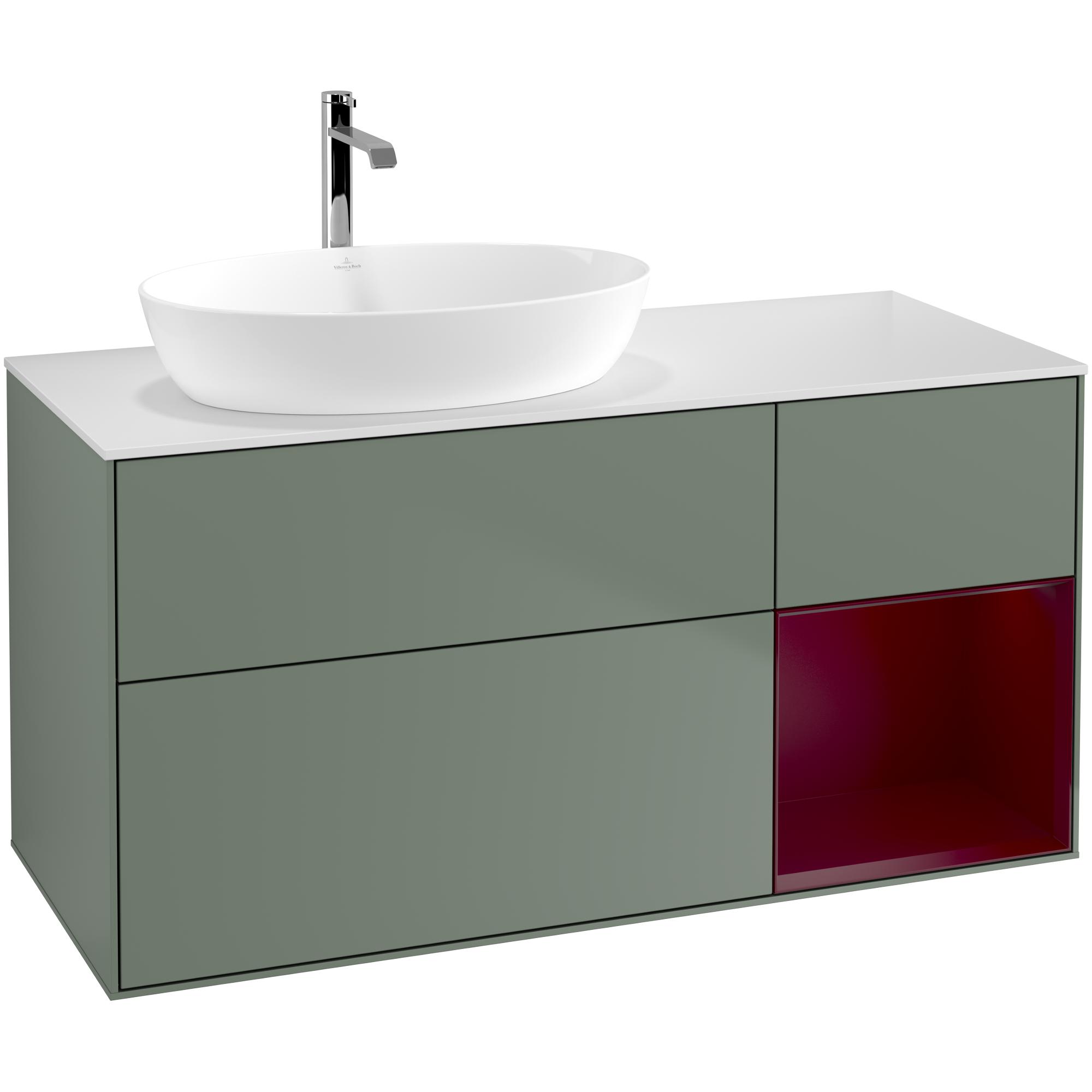 Tvättställsskåp Villeroy & Boch Finion med 3 Lådor Hylla och Bänkskiva för Ocentrerat Tvättställ från Artis & Collaro | badrum - badrumsmobler - tvattstallsskap-och-kommod | KakelKungen