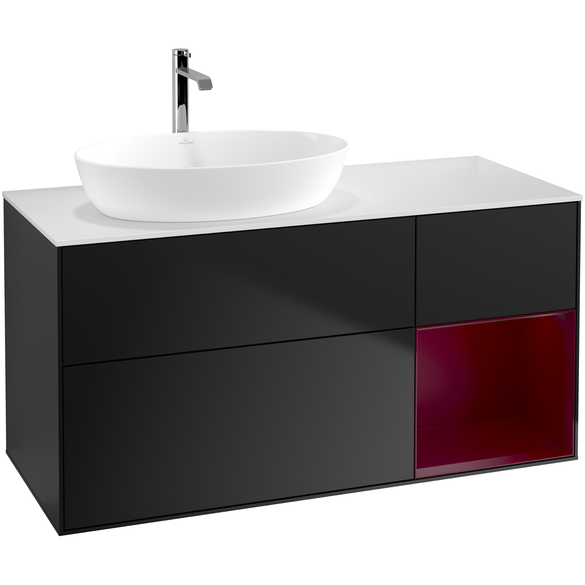 Tvättställsskåp Villeroy & Boch Finion med 3 Lådor Hylla och Bänkskiva för Ocentrerat Tvättställ från Artis & Collaro | badrum - badrumsmobler - tvattstallsskap-och-kommod | KakelKungen