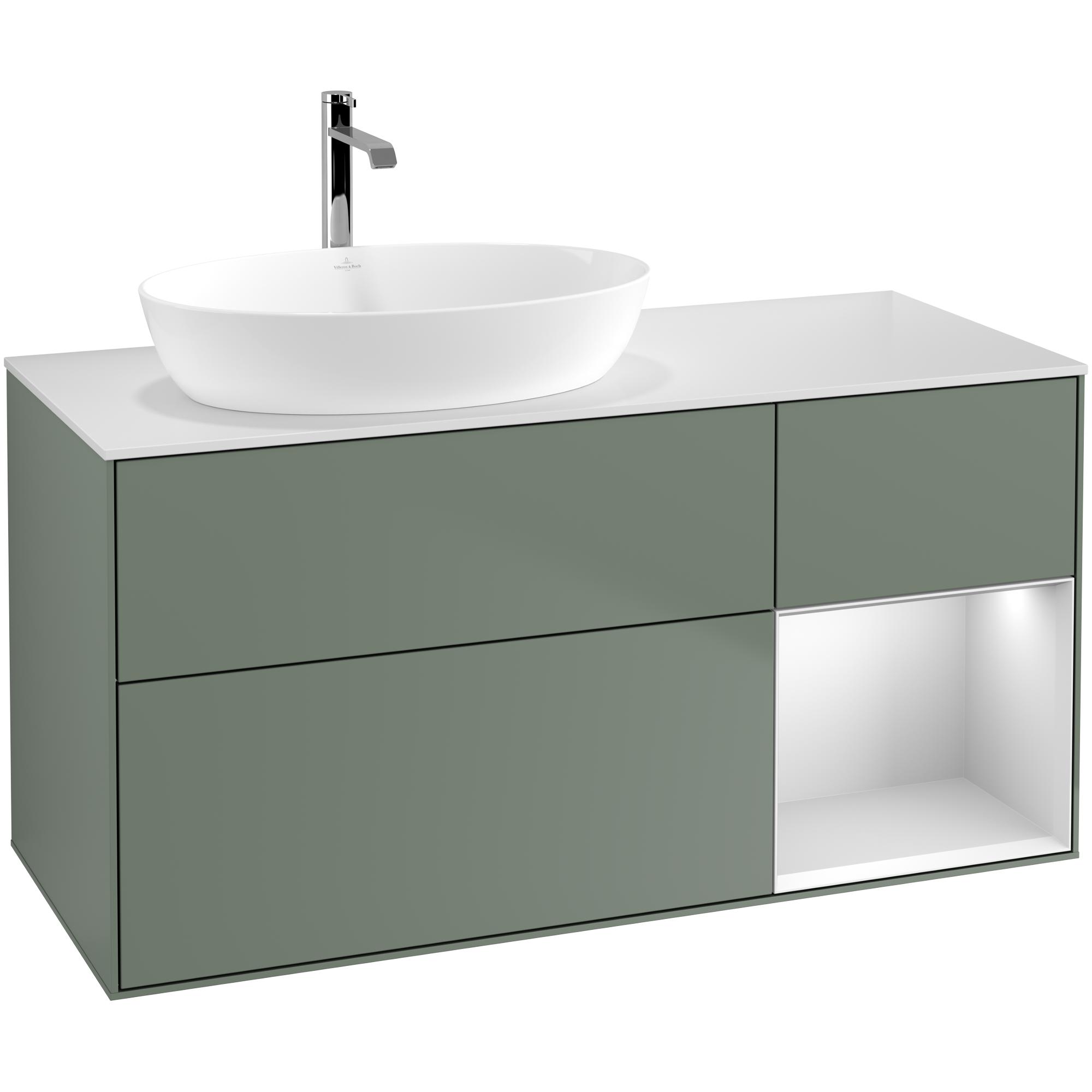 Tvättställsskåp Villeroy & Boch Finion med 3 Lådor Hylla och Bänkskiva för Ocentrerat Tvättställ från Artis & Collaro | badrum - badrumsmobler - tvattstallsskap-och-kommod | KakelKungen