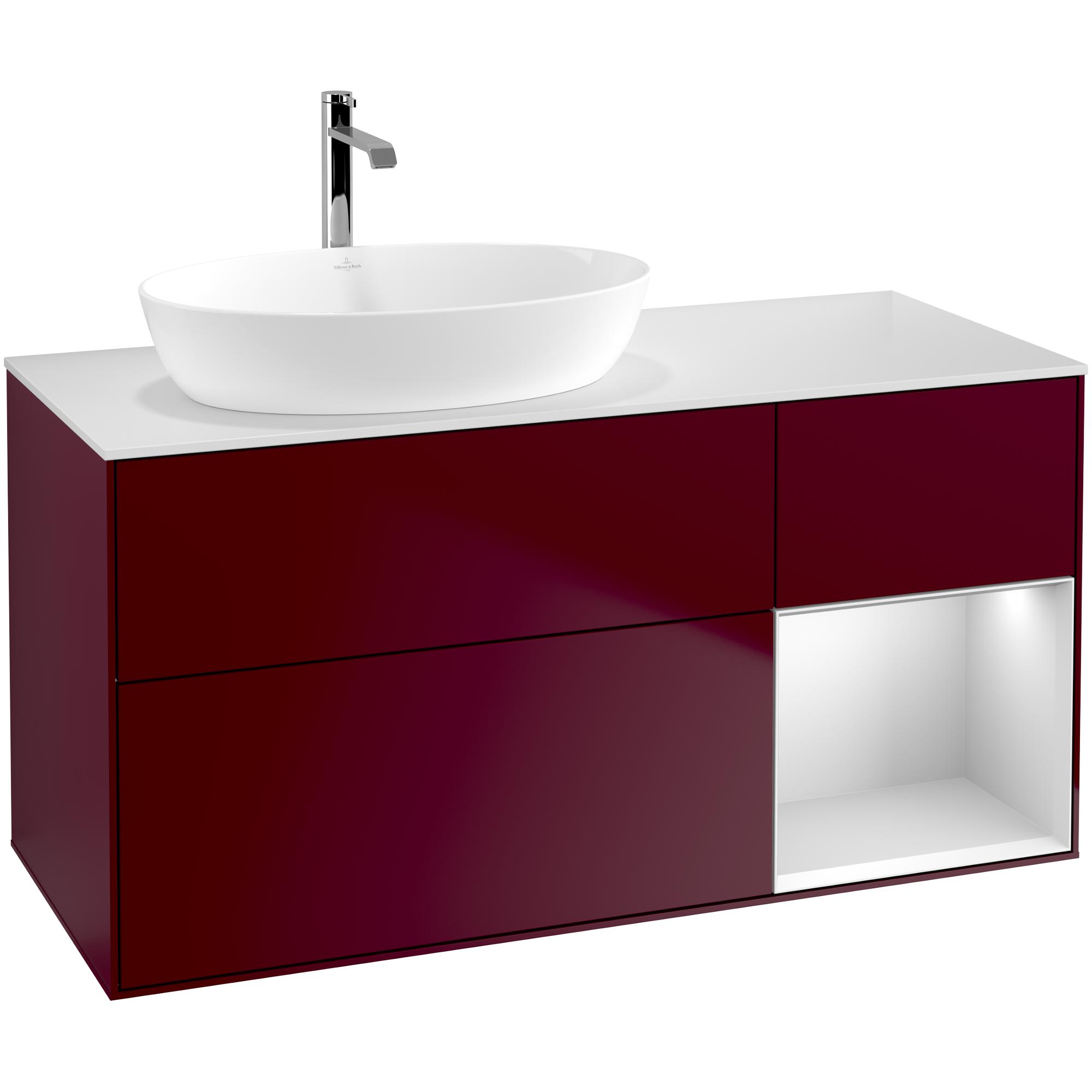 Tvättställsskåp Villeroy & Boch Finion med 3 Lådor Hylla och Bänkskiva för Ocentrerat Tvättställ från Artis & Collaro | badrum - badrumsmobler - tvattstallsskap-och-kommod | KakelKungen