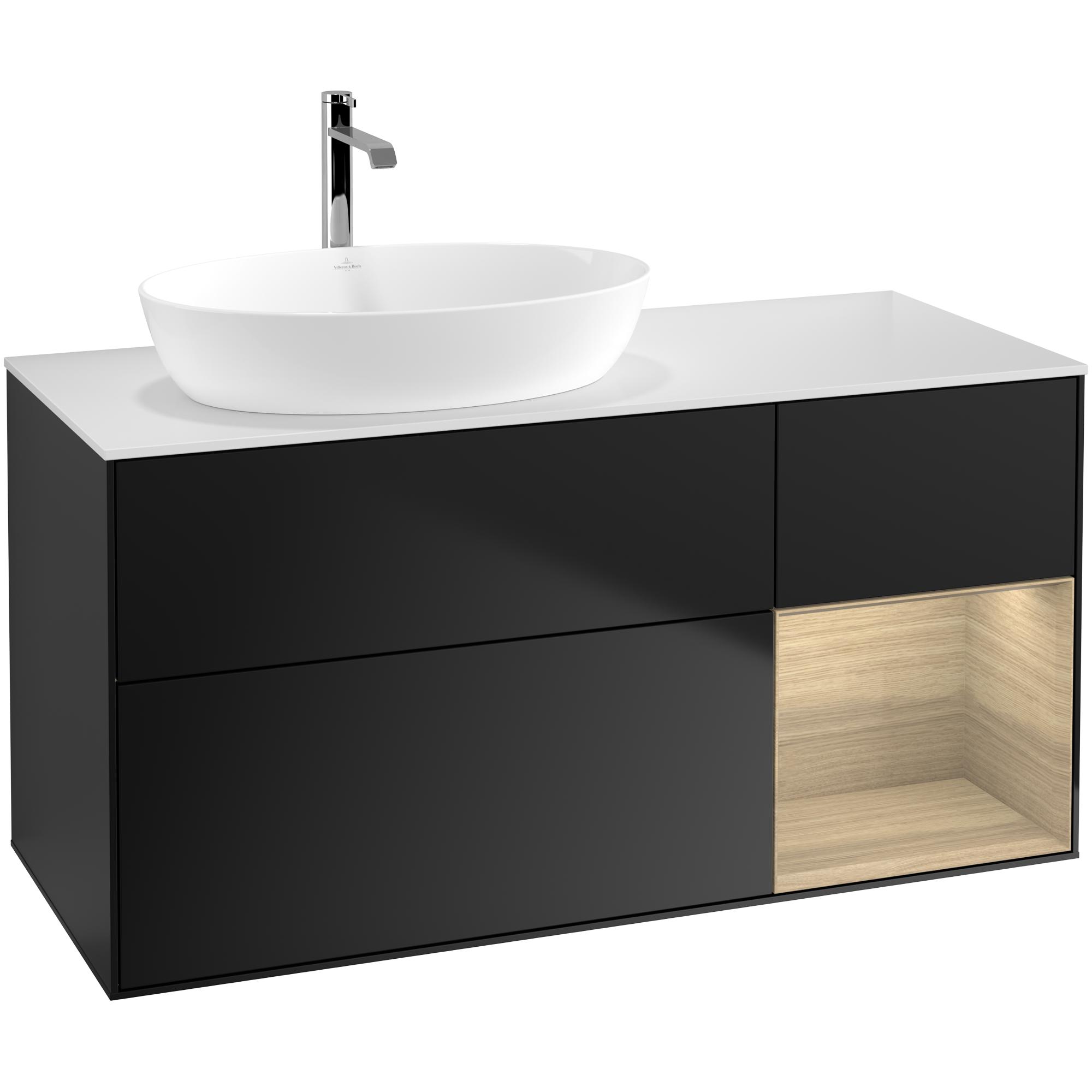 Tvättställsskåp Villeroy & Boch Finion med 3 Lådor Hylla och Bänkskiva för Ocentrerat Tvättställ från Artis & Collaro | badrum - badrumsmobler - tvattstallsskap-och-kommod | KakelKungen