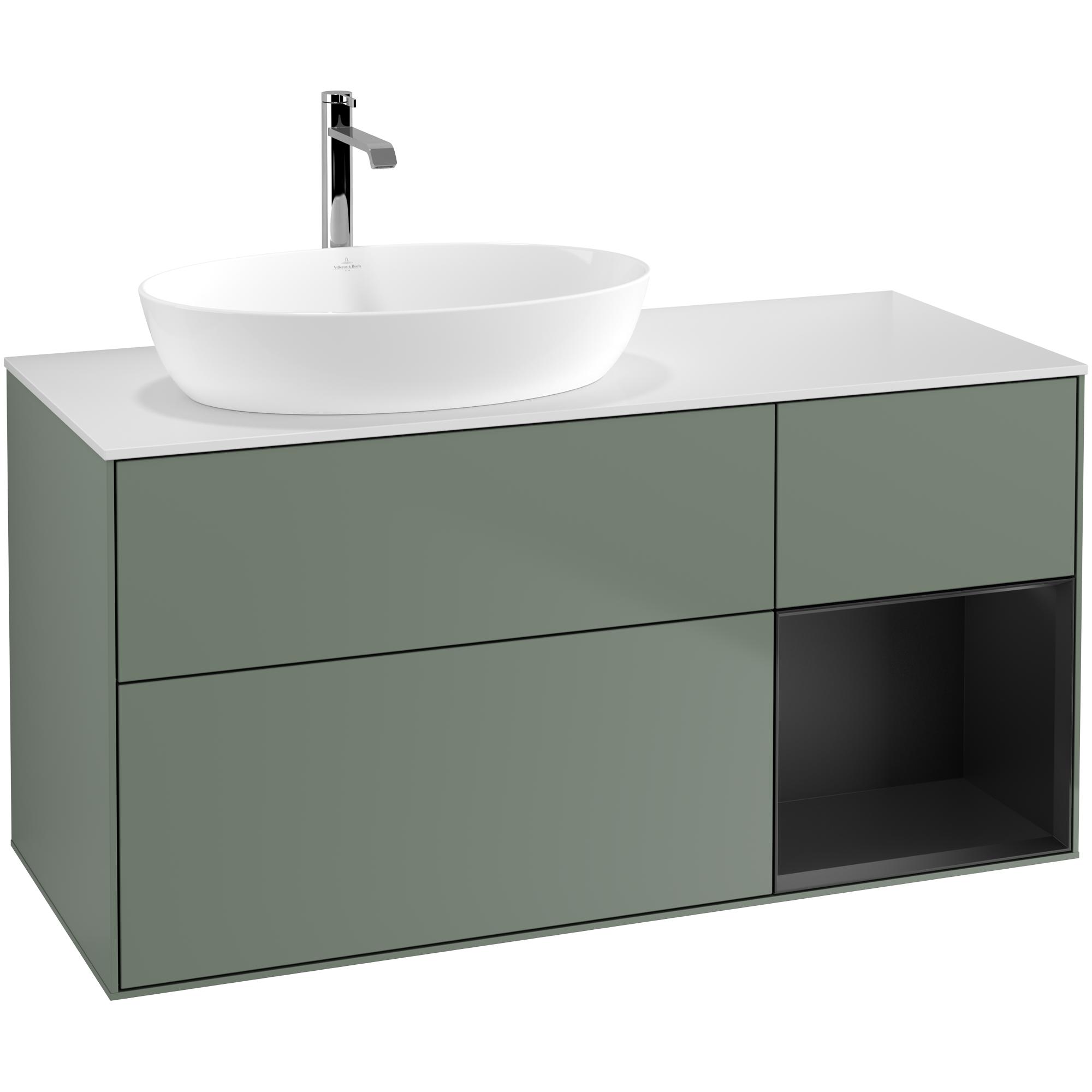 Tvättställsskåp Villeroy & Boch Finion med 3 Lådor Hylla och Bänkskiva för Ocentrerat Tvättställ från Artis & Collaro | badrum - badrumsmobler - tvattstallsskap-och-kommod | KakelKungen