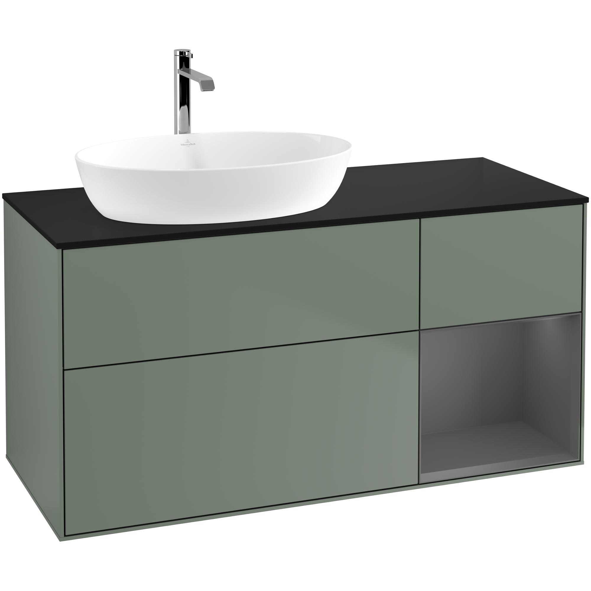 Tvättställsskåp Villeroy & Boch Finion med 3 Lådor Hylla och Bänkskiva för Ocentrerat Tvättställ från Artis & Collaro | badrum - badrumsmobler - tvattstallsskap-och-kommod | KakelKungen