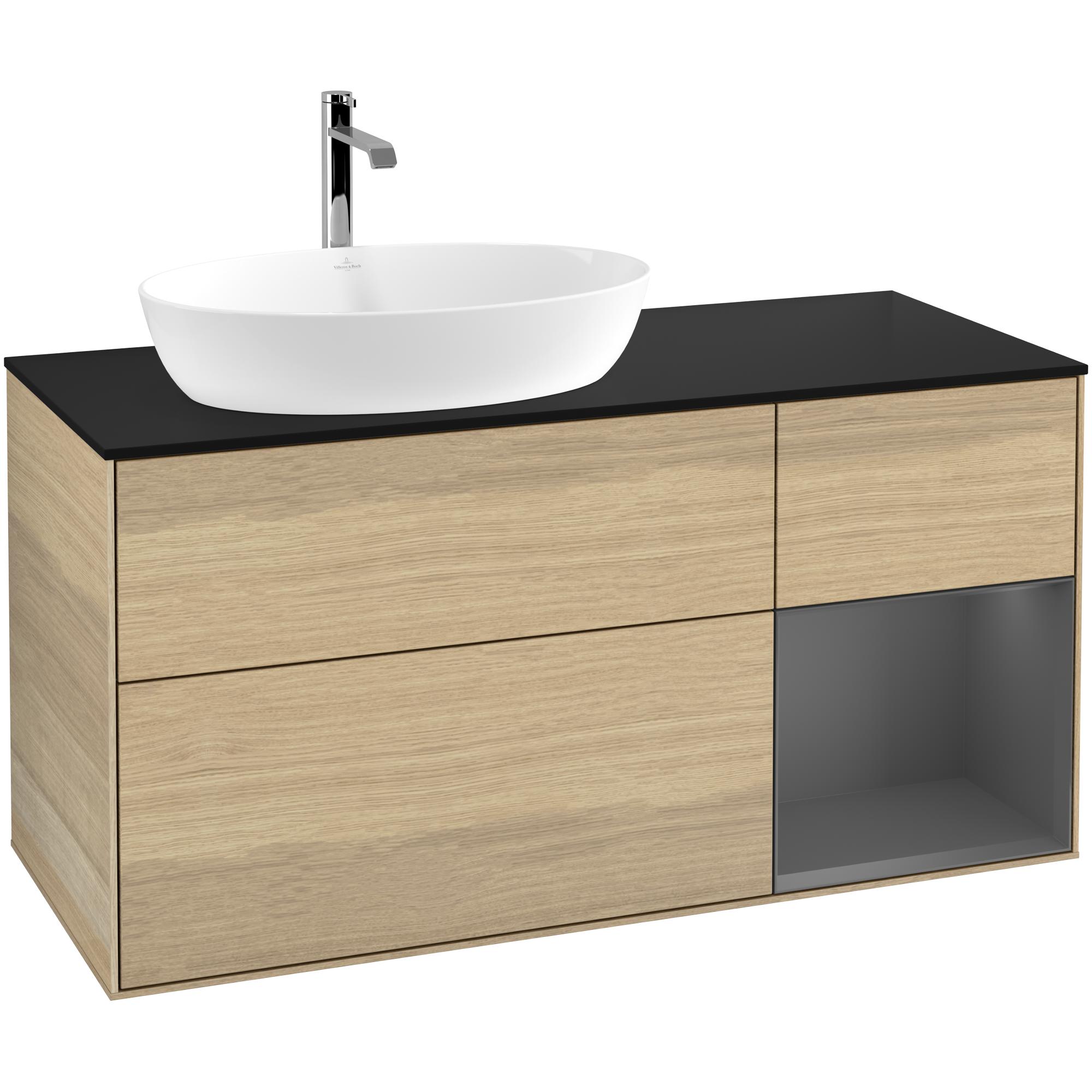 Tvättställsskåp Villeroy & Boch Finion med 3 Lådor Hylla och Bänkskiva för Ocentrerat Tvättställ från Artis & Collaro | badrum - badrumsmobler - tvattstallsskap-och-kommod | KakelKungen