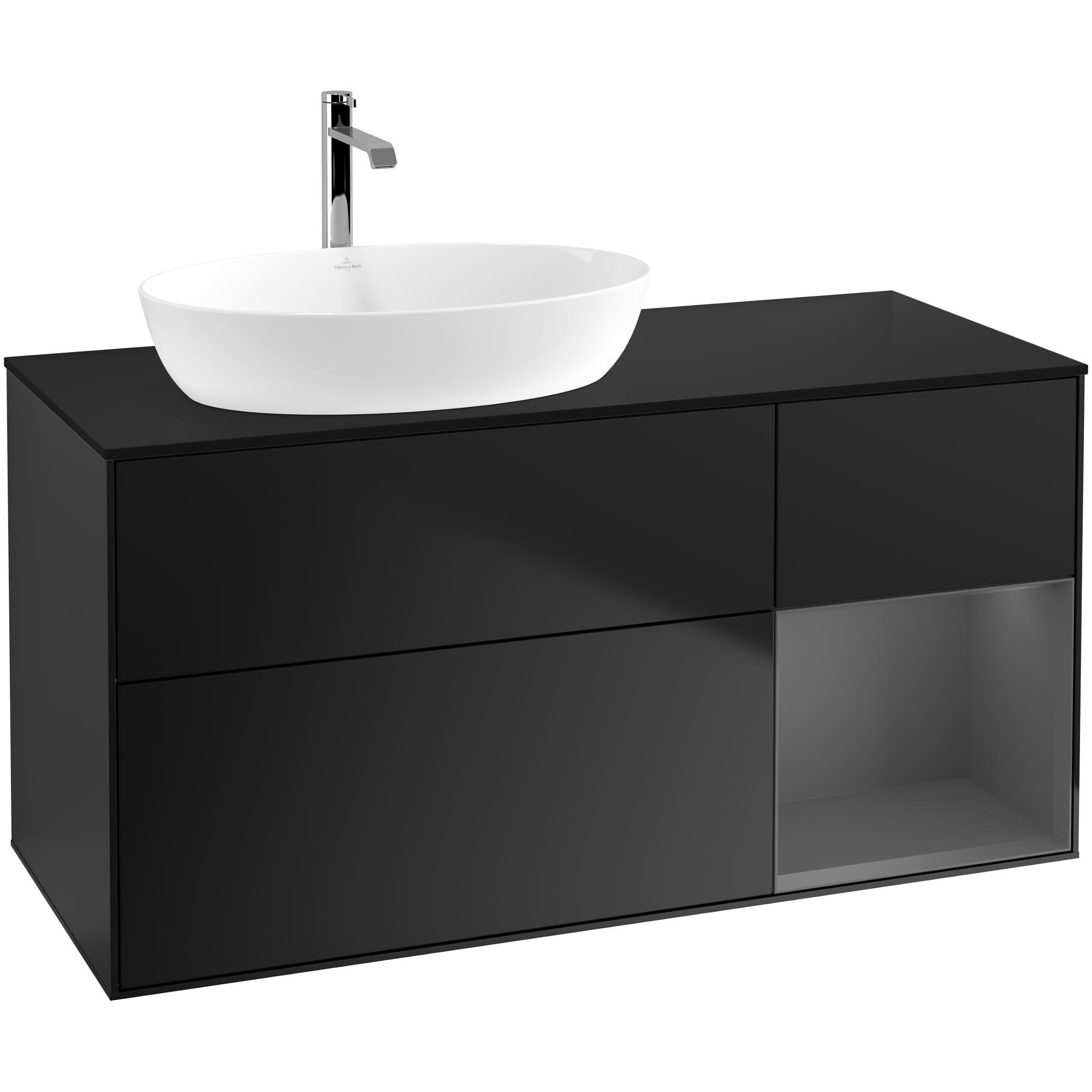 Tvättställsskåp Villeroy & Boch Finion med 3 Lådor Hylla och Bänkskiva för Ocentrerat Tvättställ från Artis & Collaro | badrum - badrumsmobler - tvattstallsskap-och-kommod | KakelKungen