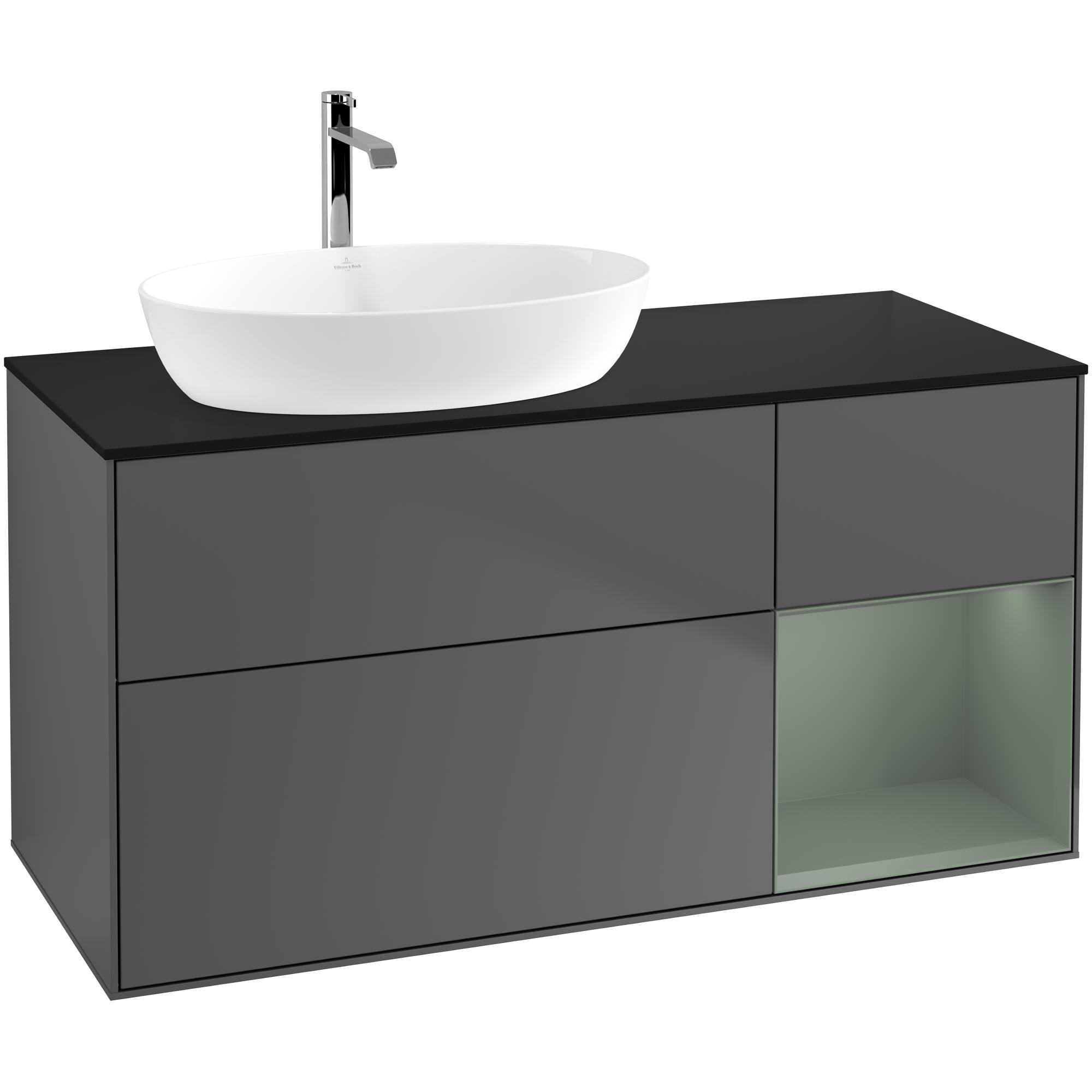 Tvättställsskåp Villeroy & Boch Finion med 3 Lådor Hylla och Bänkskiva för Ocentrerat Tvättställ från Artis & Collaro | badrum - badrumsmobler - tvattstallsskap-och-kommod | KakelKungen