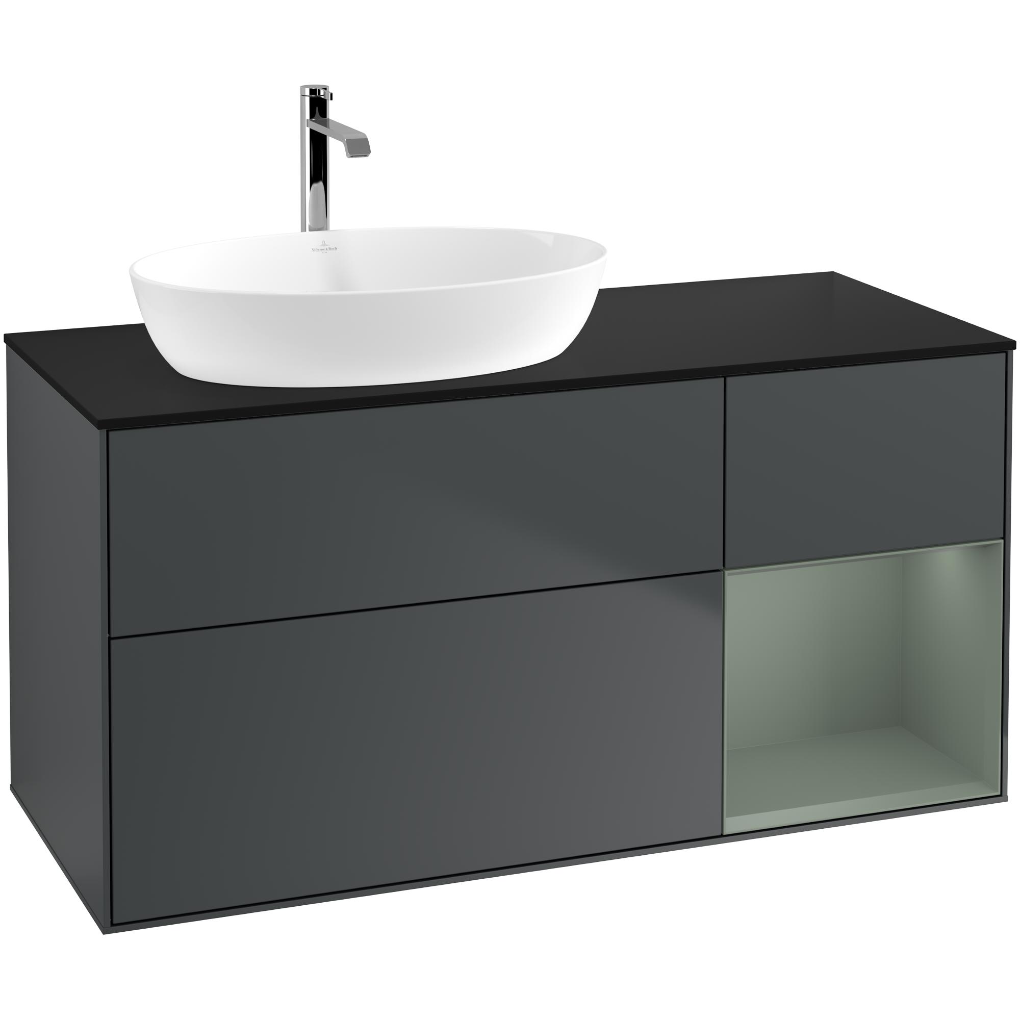 Tvättställsskåp Villeroy & Boch Finion med 3 Lådor Hylla och Bänkskiva för Ocentrerat Tvättställ från Artis & Collaro | badrum - badrumsmobler - tvattstallsskap-och-kommod | KakelKungen