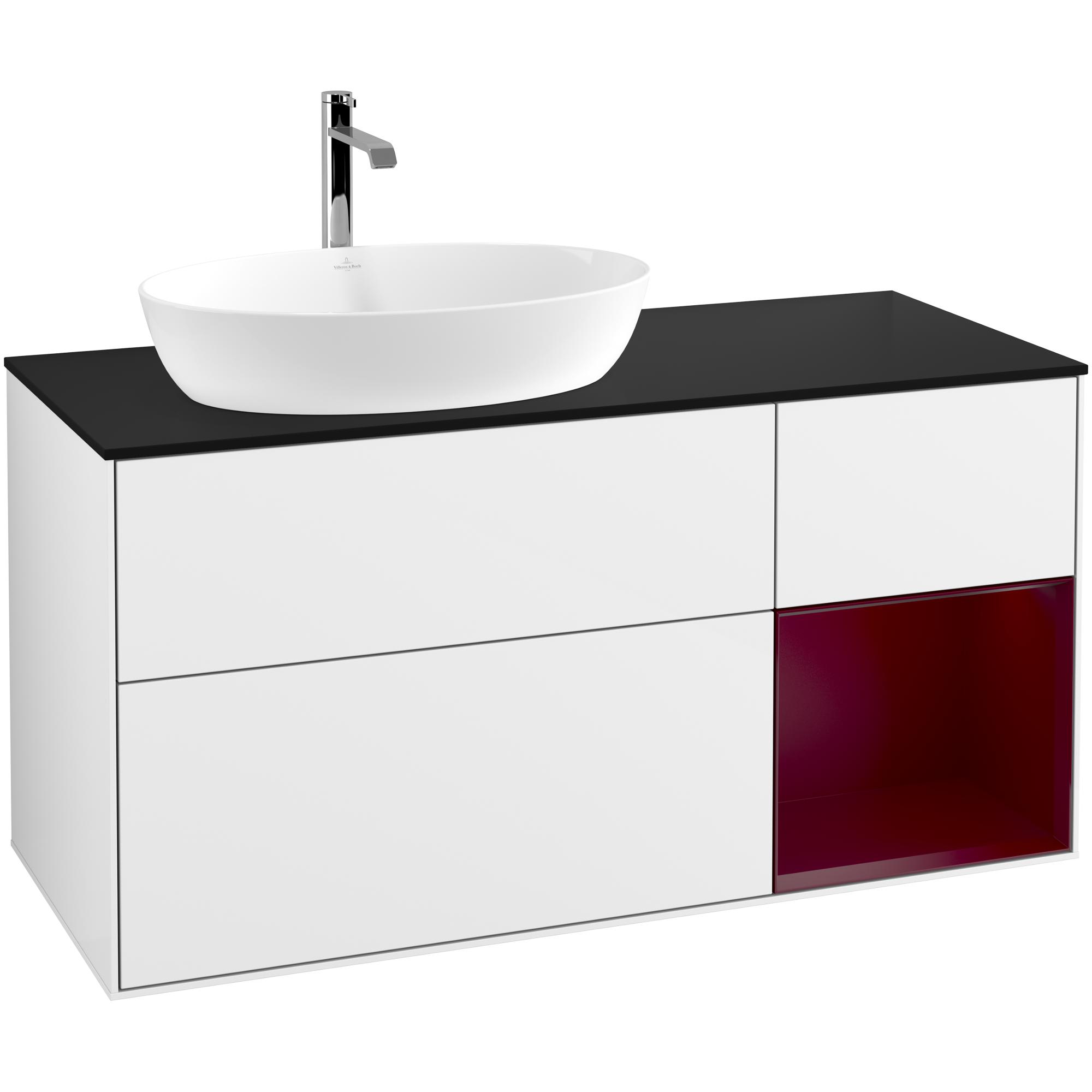 Tvättställsskåp Villeroy & Boch Finion med 3 Lådor Hylla och Bänkskiva för Ocentrerat Tvättställ från Artis & Collaro | badrum - badrumsmobler - tvattstallsskap-och-kommod | KakelKungen