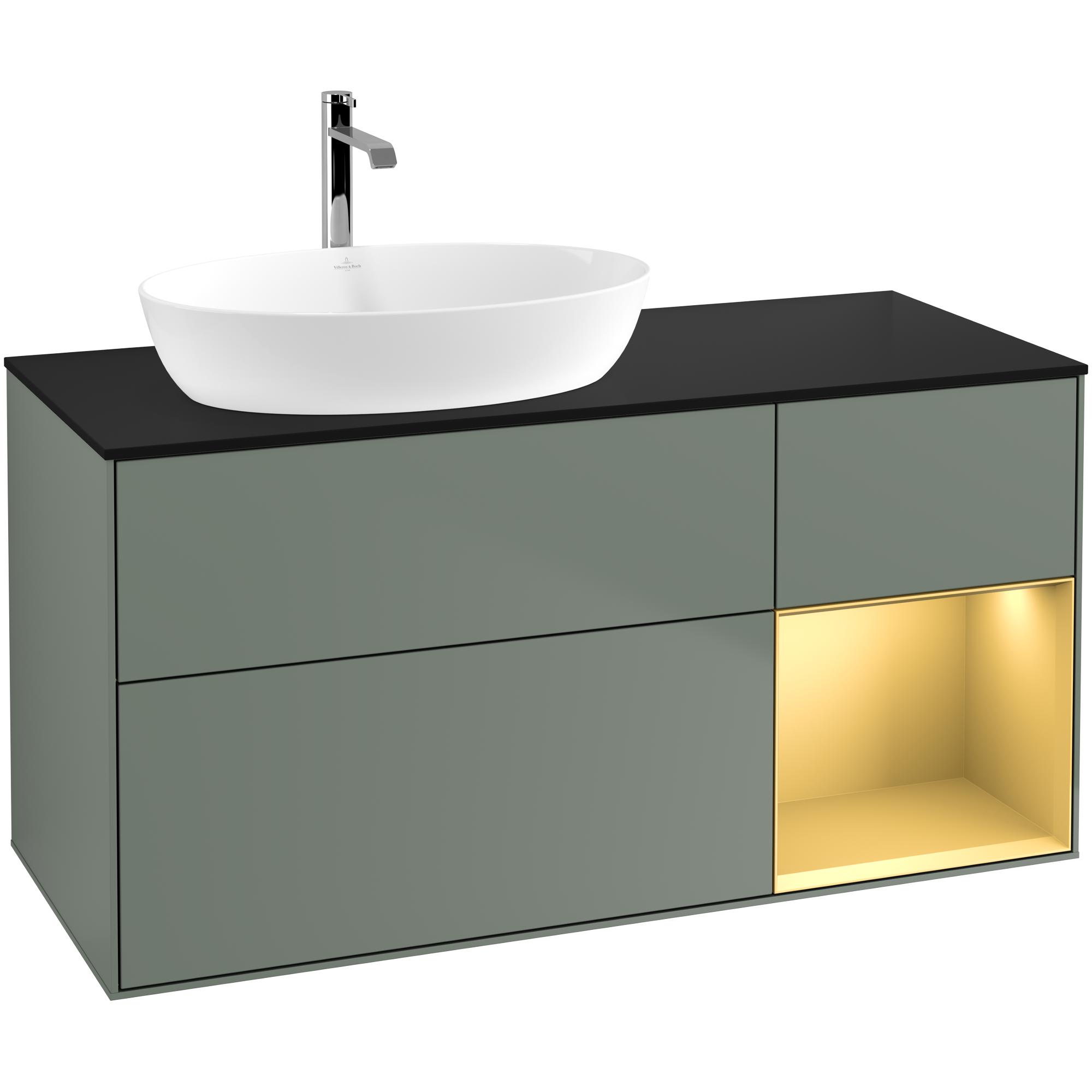 Tvättställsskåp Villeroy & Boch Finion med 3 Lådor Hylla och Bänkskiva för Ocentrerat Tvättställ från Artis & Collaro | badrum - badrumsmobler - tvattstallsskap-och-kommod | KakelKungen