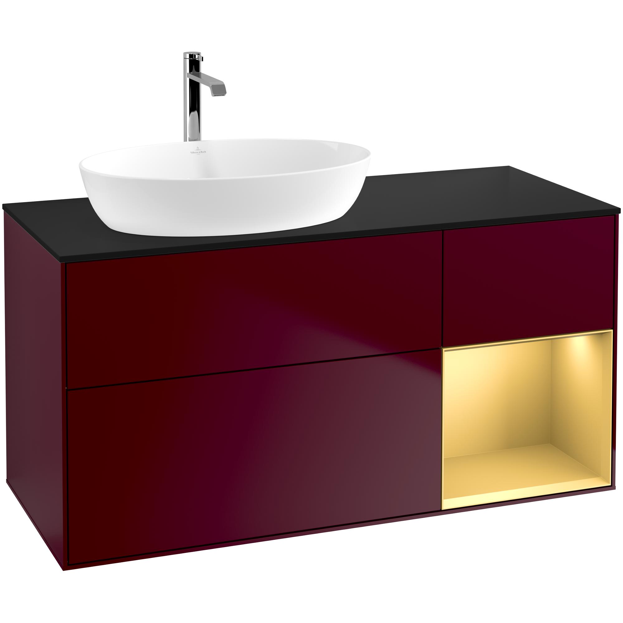 Tvättställsskåp Villeroy & Boch Finion med 3 Lådor Hylla och Bänkskiva för Ocentrerat Tvättställ från Artis & Collaro | badrum - badrumsmobler - tvattstallsskap-och-kommod | KakelKungen