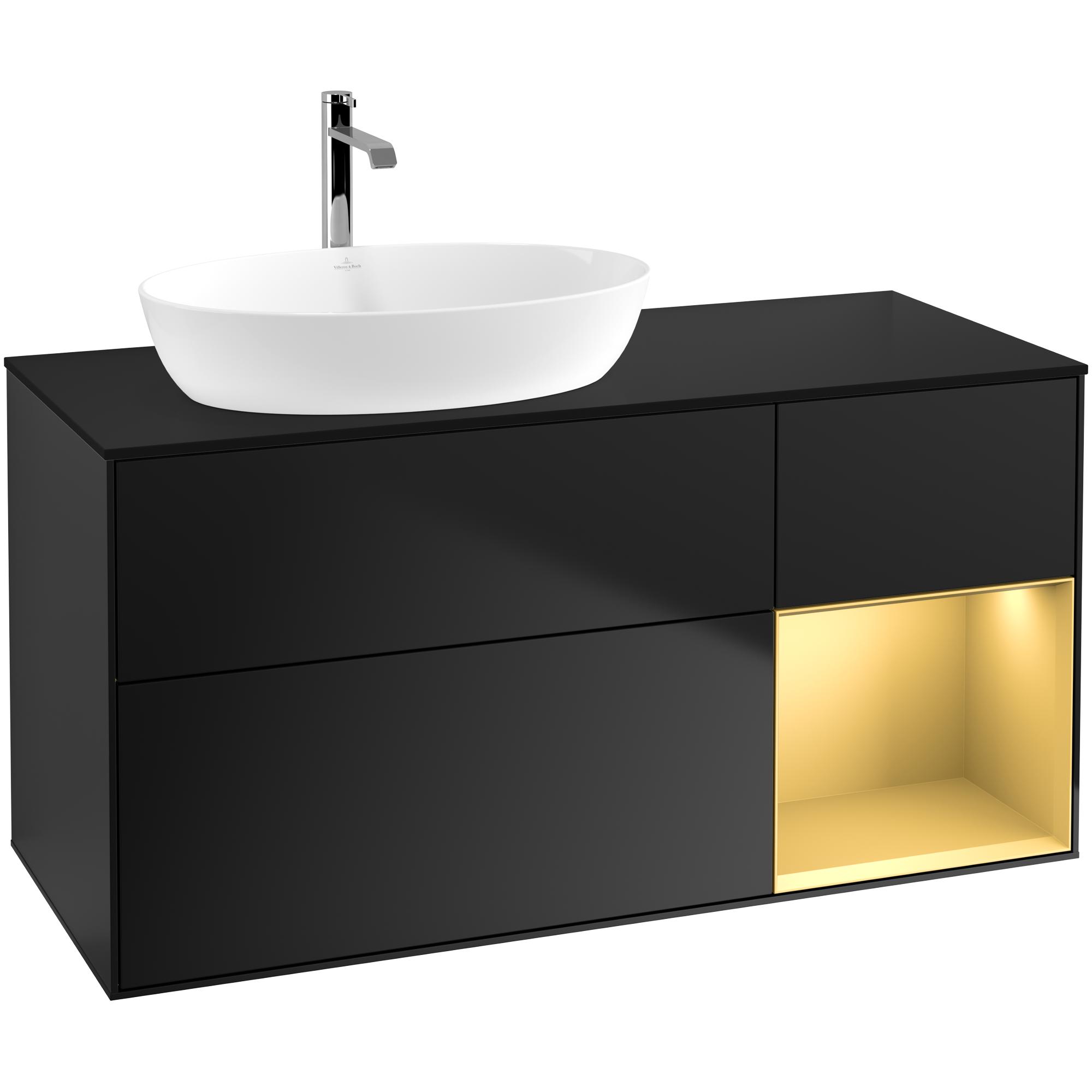 Tvättställsskåp Villeroy & Boch Finion med 3 Lådor Hylla och Bänkskiva för Ocentrerat Tvättställ från Artis & Collaro | badrum - badrumsmobler - tvattstallsskap-och-kommod | KakelKungen