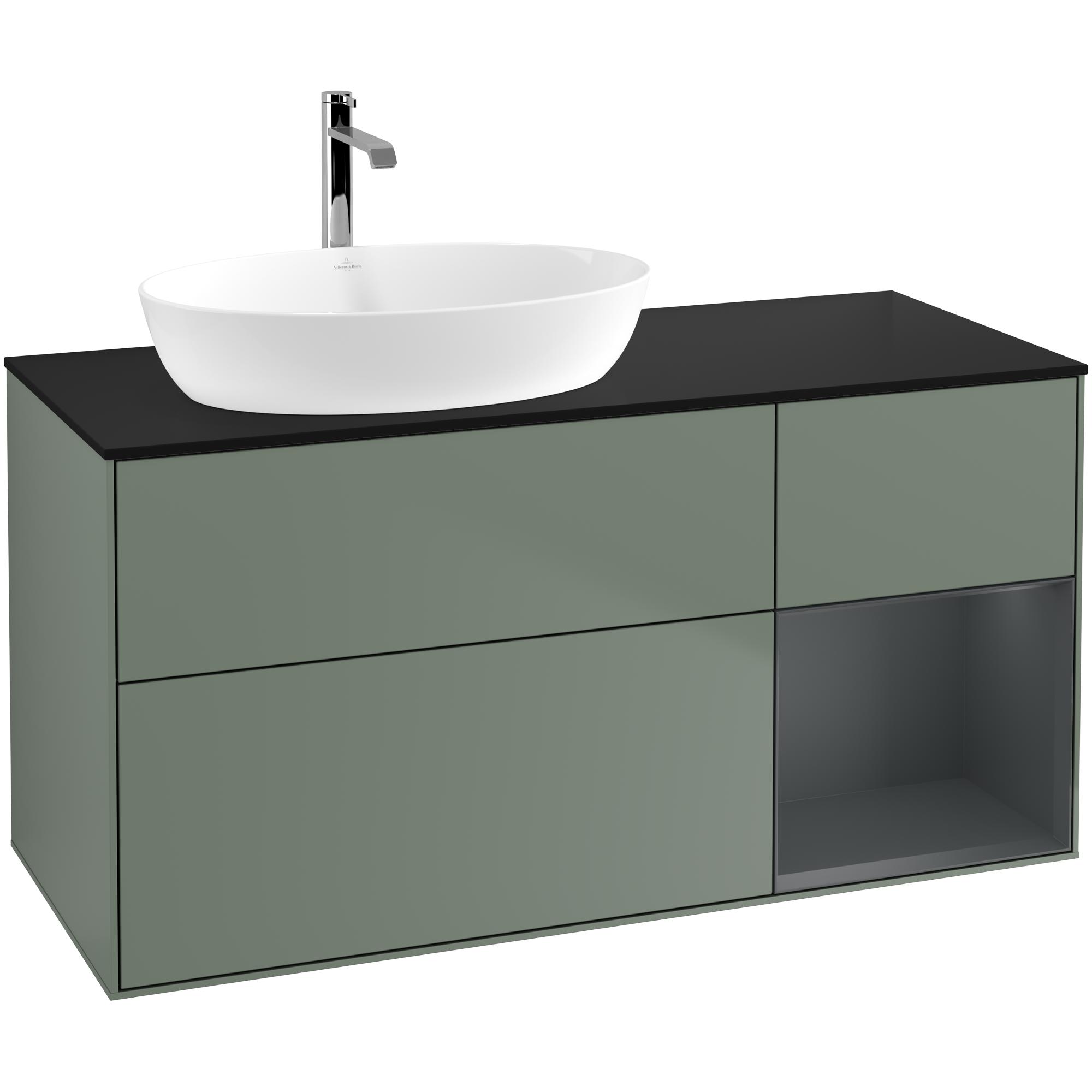 Tvättställsskåp Villeroy & Boch Finion med 3 Lådor Hylla och Bänkskiva för Ocentrerat Tvättställ från Artis & Collaro | badrum - badrumsmobler - tvattstallsskap-och-kommod | KakelKungen