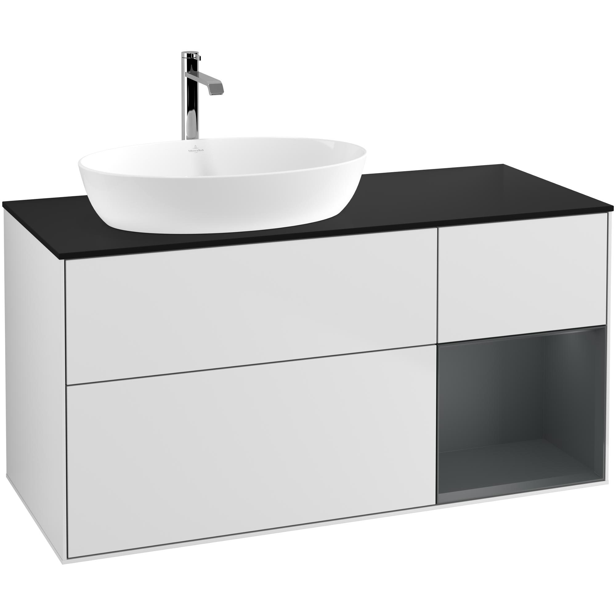 Tvättställsskåp Villeroy & Boch Finion med 3 Lådor Hylla och Bänkskiva för Ocentrerat Tvättställ från Artis & Collaro | badrum - badrumsmobler - tvattstallsskap-och-kommod | KakelKungen