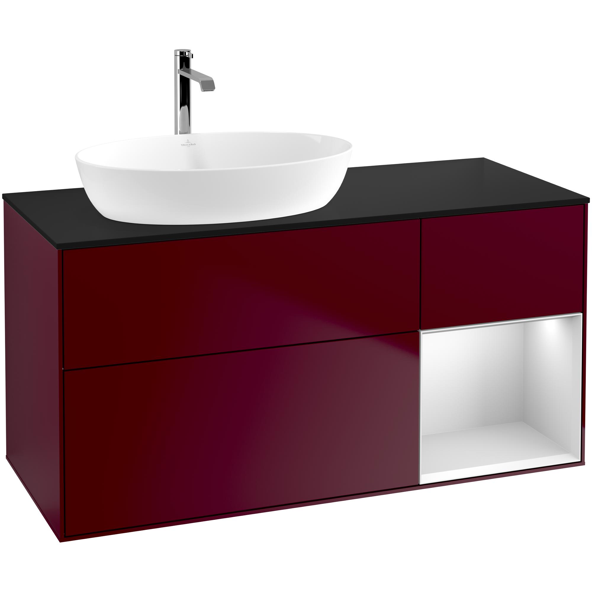 Tvättställsskåp Villeroy & Boch Finion med 3 Lådor Hylla och Bänkskiva för Ocentrerat Tvättställ från Artis & Collaro | badrum - badrumsmobler - tvattstallsskap-och-kommod | KakelKungen