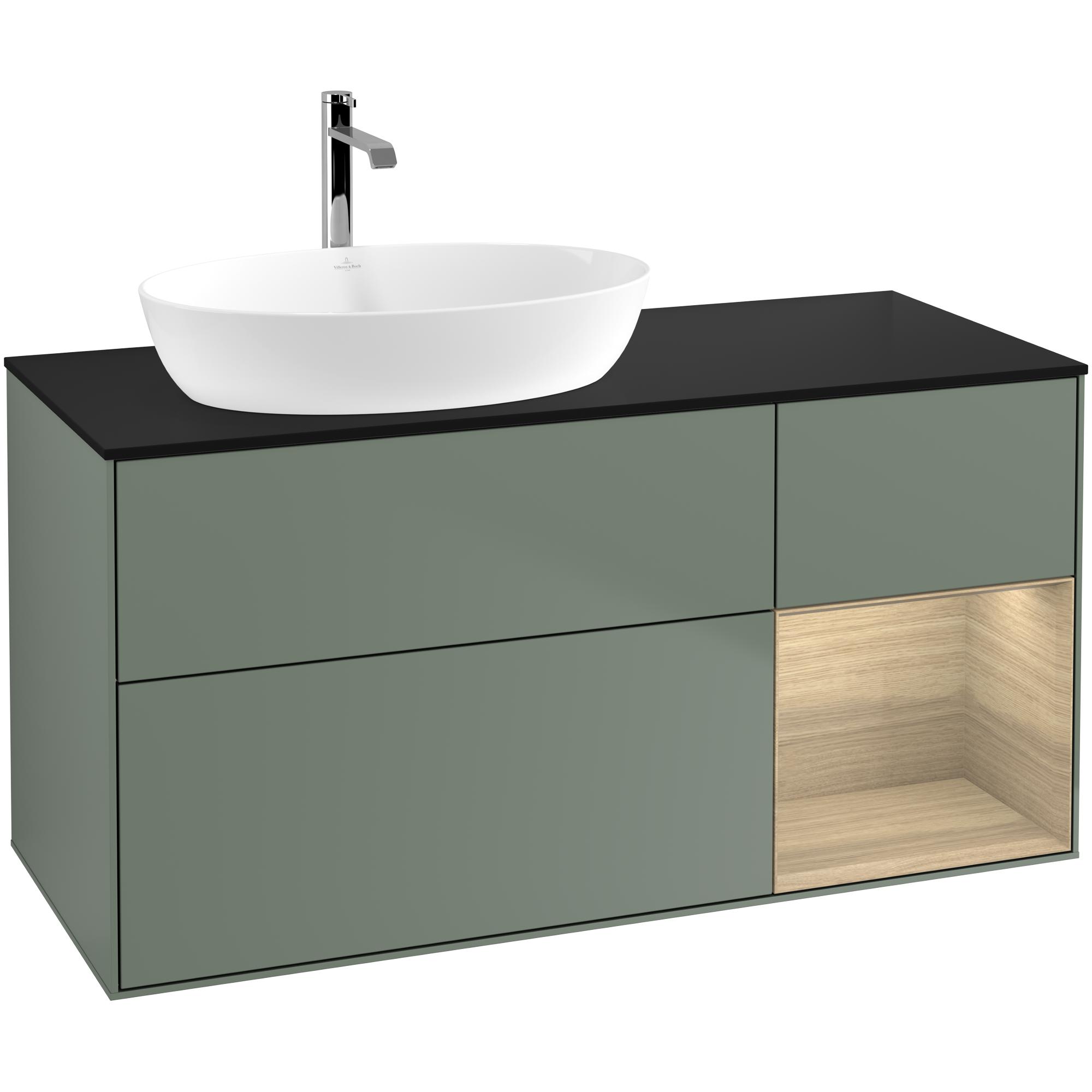 Tvättställsskåp Villeroy & Boch Finion med 3 Lådor Hylla och Bänkskiva för Ocentrerat Tvättställ från Artis & Collaro | badrum - badrumsmobler - tvattstallsskap-och-kommod | KakelKungen