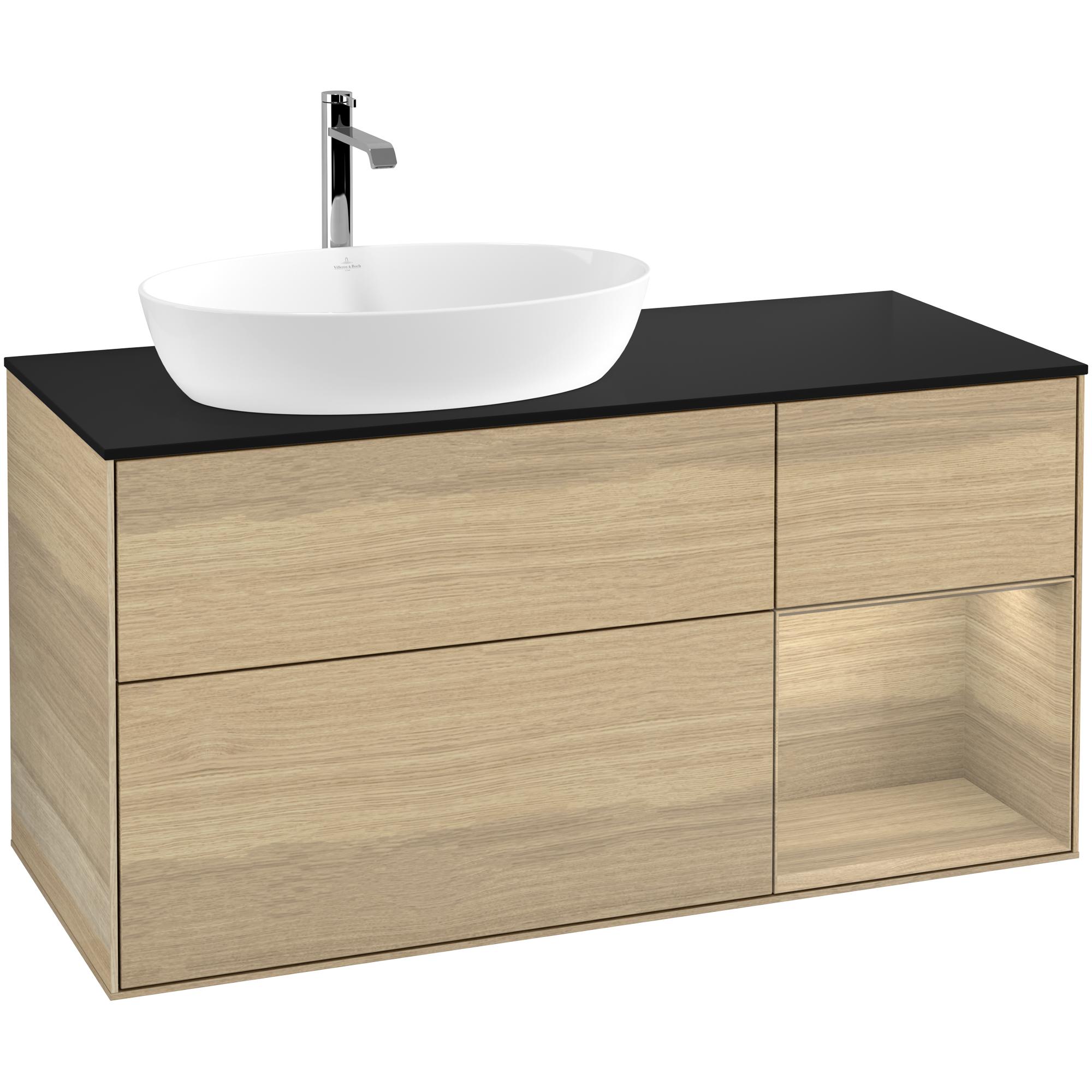 Tvättställsskåp Villeroy & Boch Finion med 3 Lådor Hylla och Bänkskiva för Ocentrerat Tvättställ från Artis & Collaro | badrum - badrumsmobler - tvattstallsskap-och-kommod | KakelKungen