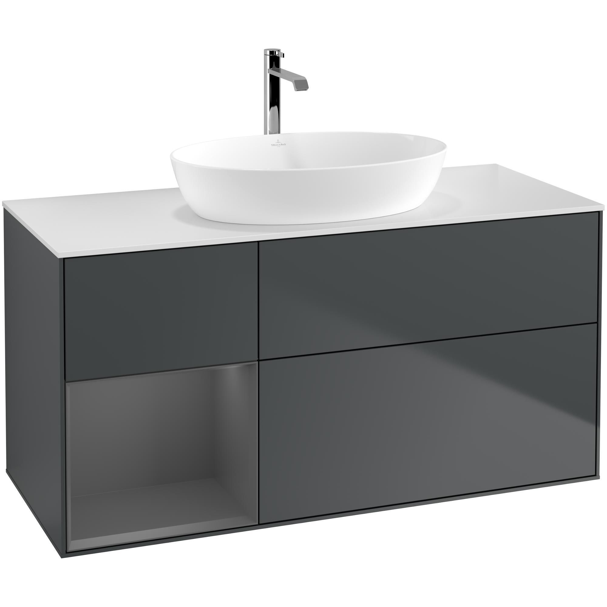 tvättställsskåp villeroy & boch finion med 3 lådor hylla och bänkskiva för fristående tvättställ från artis & collaro