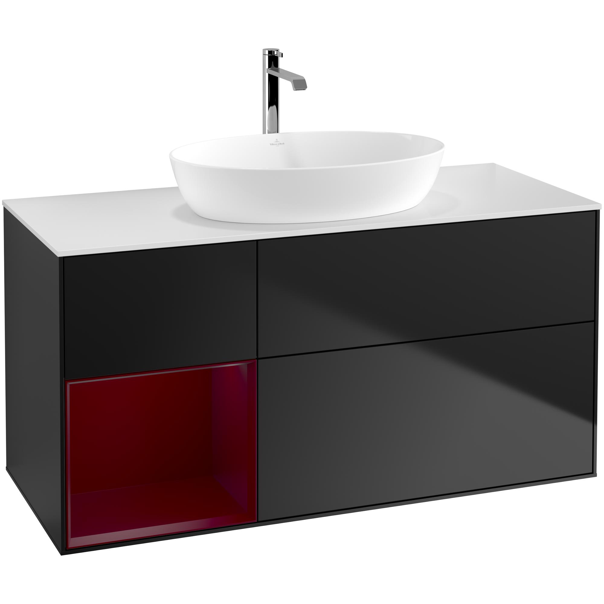 tvättställsskåp villeroy & boch finion med 3 lådor hylla och bänkskiva för fristående tvättställ från artis & collaro