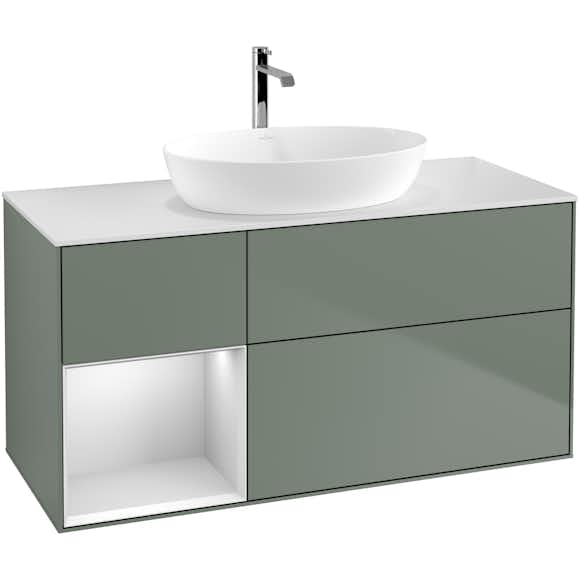 tvättställsskåp villeroy & boch finion med 3 lådor hylla och bänkskiva för fristående tvättställ från artis & collaro