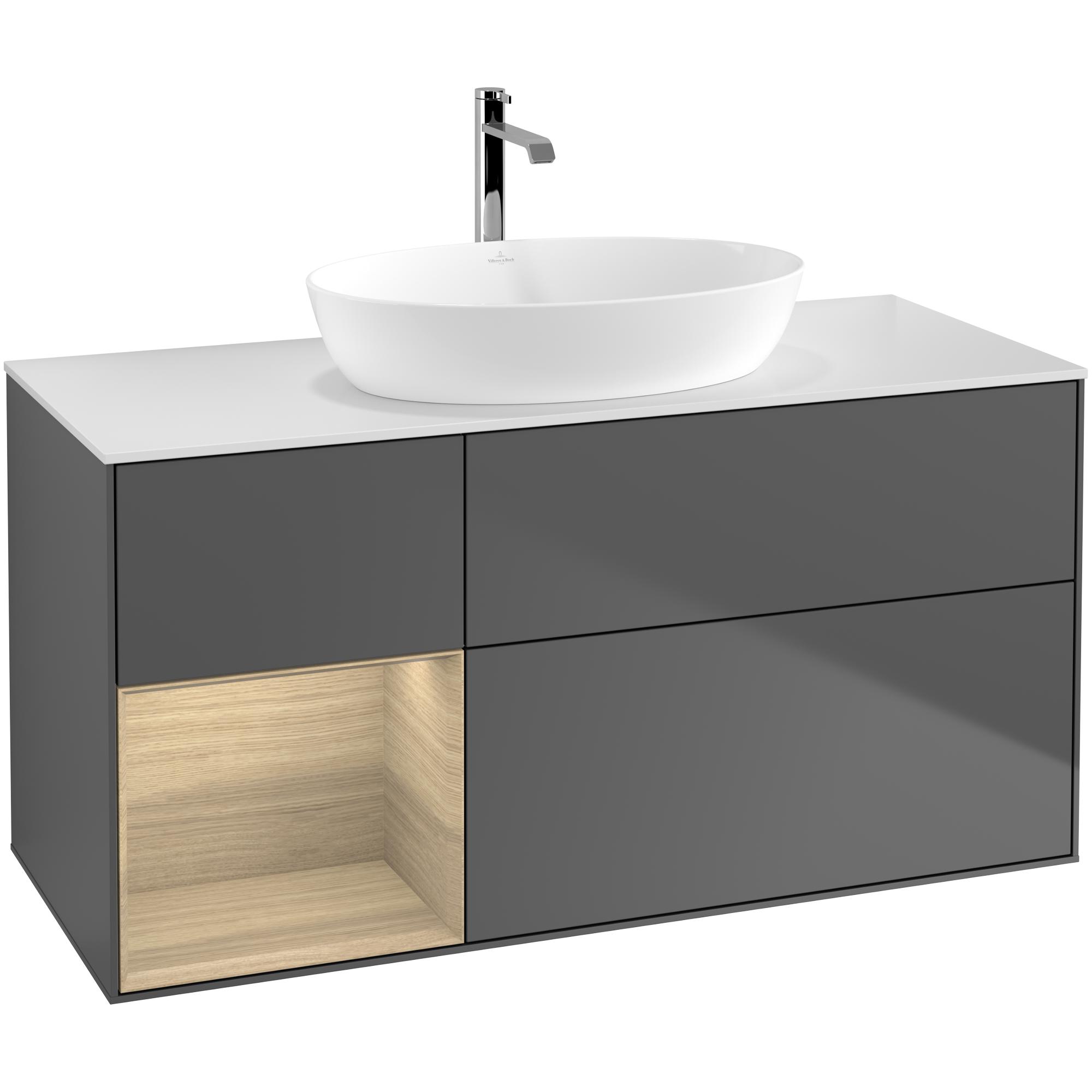 tvättställsskåp villeroy & boch finion med 3 lådor hylla och bänkskiva för fristående tvättställ från artis & collaro