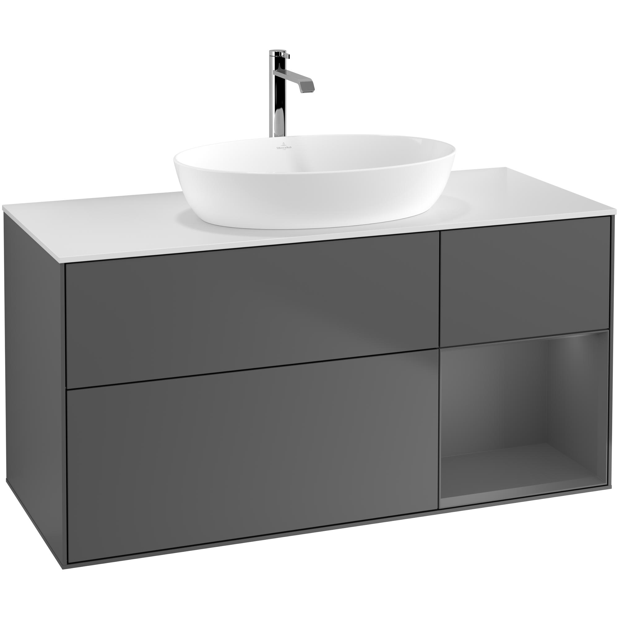 Tvättställsskåp Villeroy & Boch Finion med 3 Lådor Hylla och Bänkskiva för Fristående Tvättställ från Artis & Collaro | badrum - badrumsmobler - tvattstallsskap-och-kommod | KakelKungen