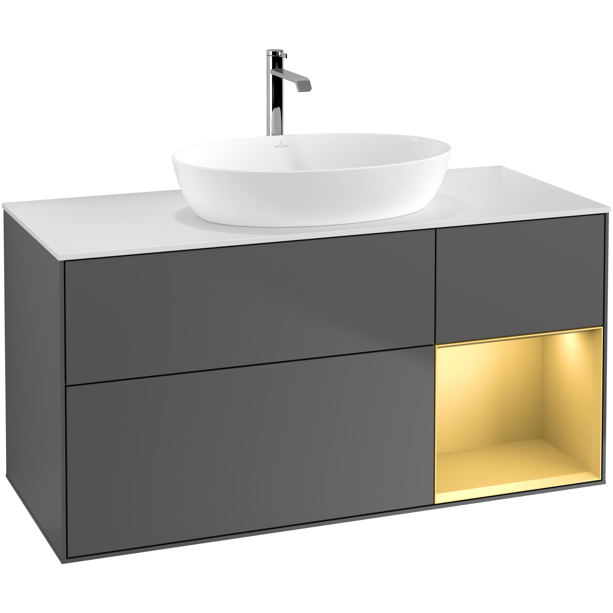 Tvättställsskåp Villeroy & Boch Finion med 3 Lådor Hylla och Bänkskiva för Fristående Tvättställ från Artis & Collaro | badrum - badrumsmobler - tvattstallsskap-och-kommod | KakelKungen