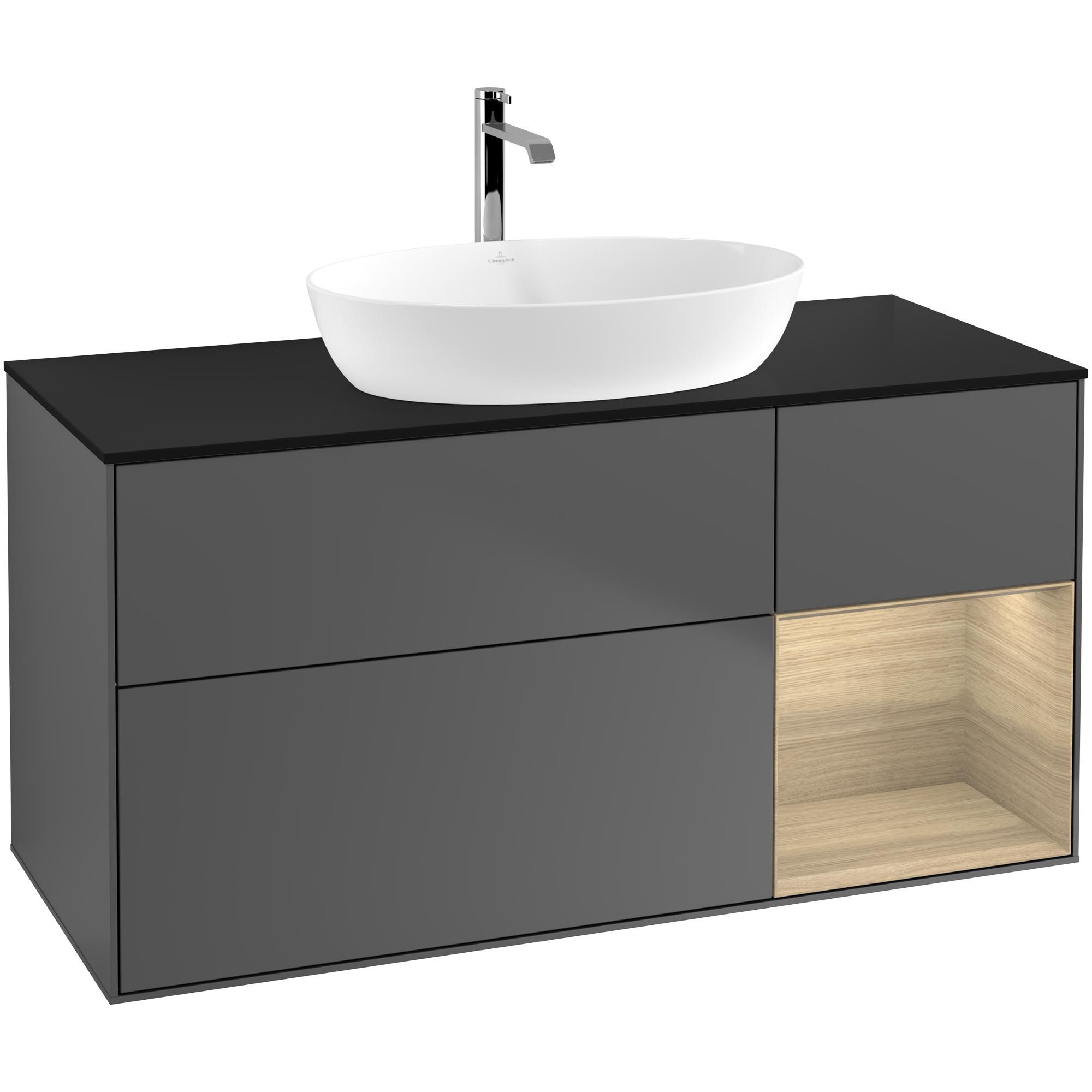 tvättställsskåp villeroy & boch finion med 3 lådor hylla och bänkskiva för fristående tvättställ från artis & collaro