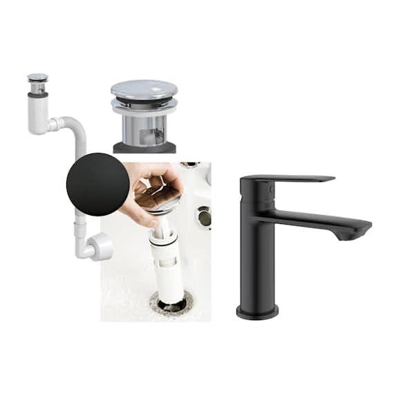 tvättställsblandare macro design taro med vattenlås och bottenventil pop-up easyclean