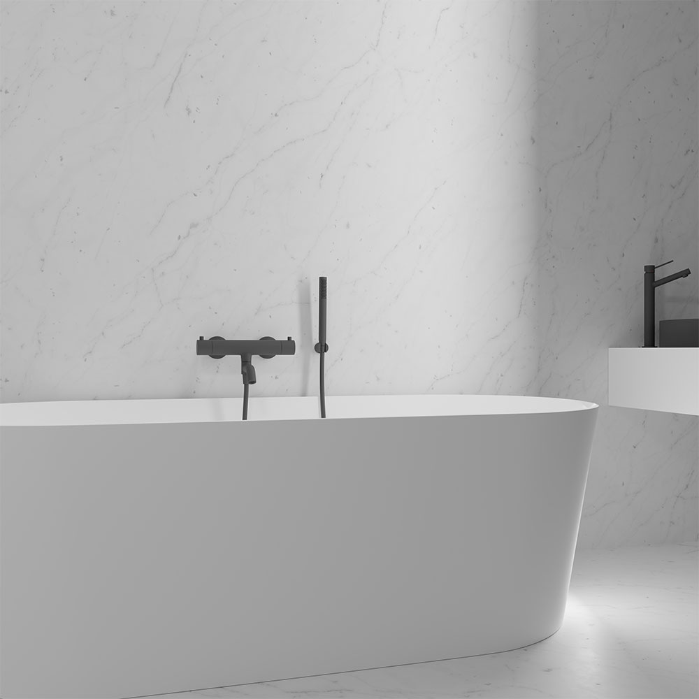 Badekarbatteri Scandtap Steel Pleasure 4 med Hånddusj