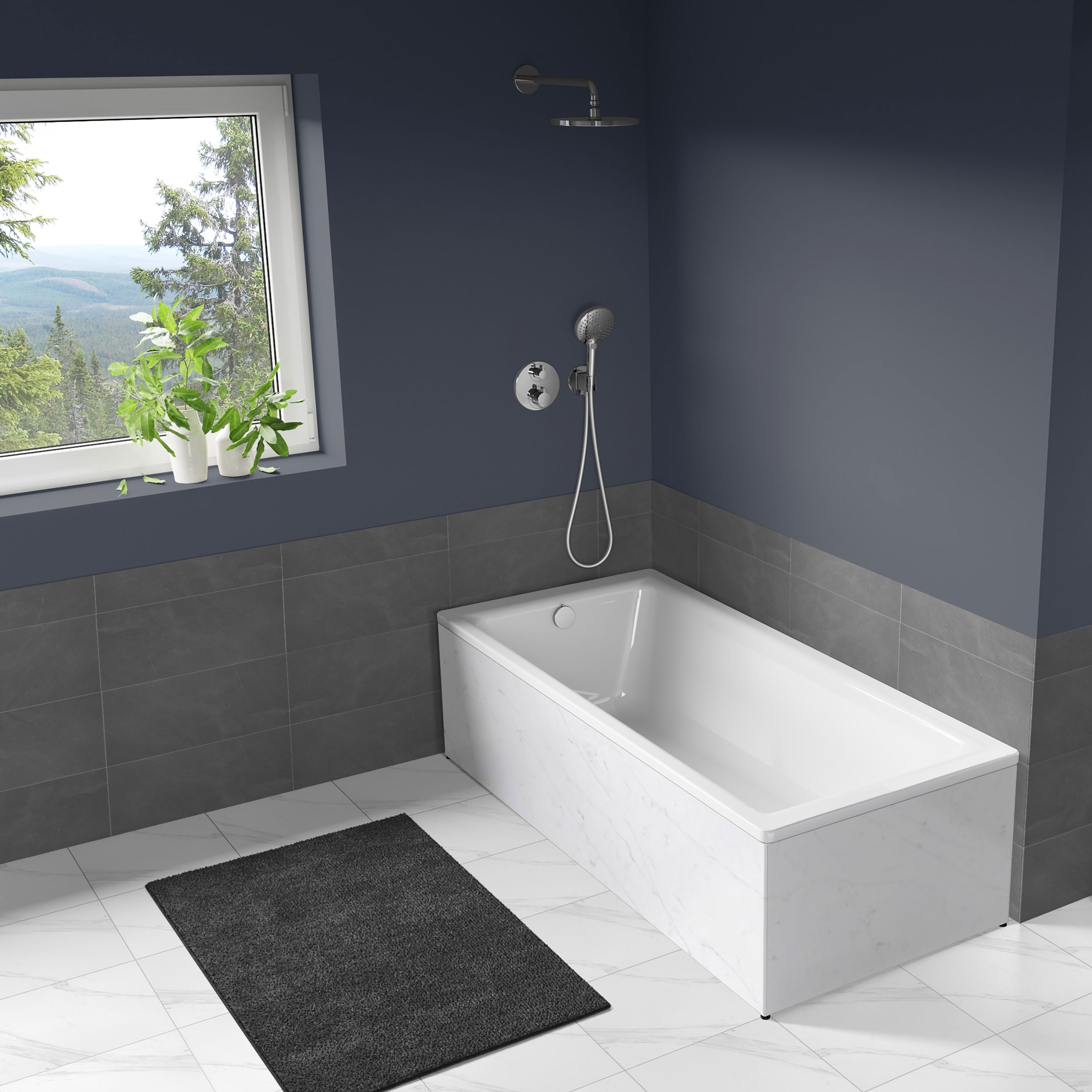 Badkar Langenfeld Puro 1800x800 mm, Eternal Statuario - Installation/montering finns att köpa till