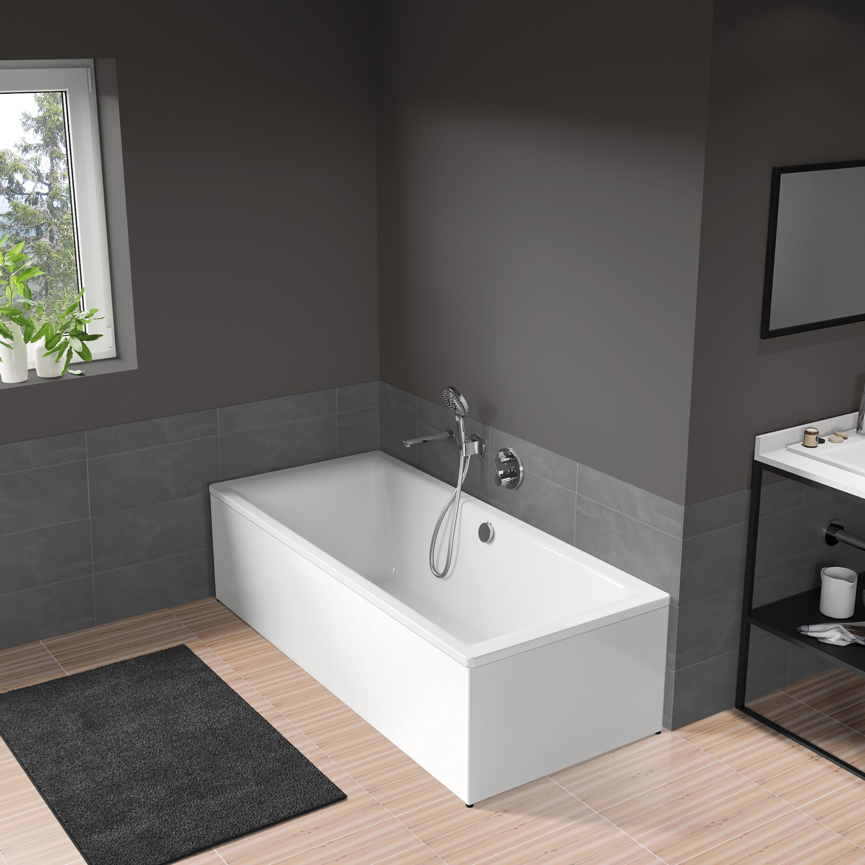 Badkar Langenfeld Puro Duo 1800 mm, Blanco Zeus - Installation/montering finns att köpa till