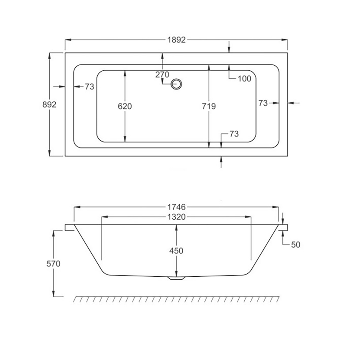 Badkar Strømberg Quantum Dubbel Rygglutning