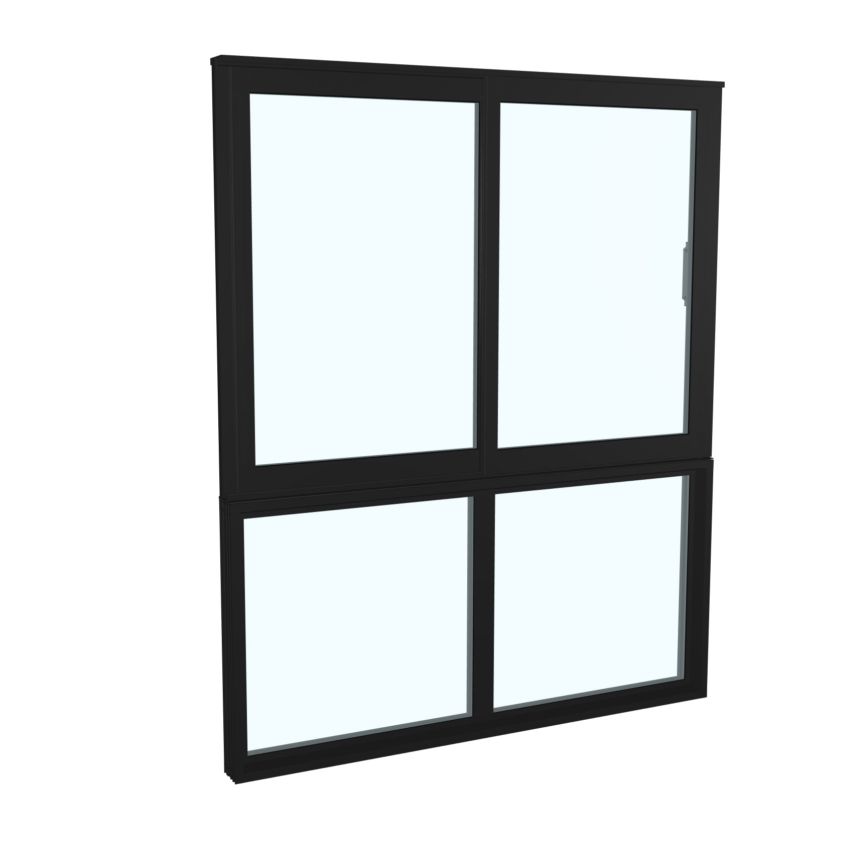 Skjutfönster med fast underdel Landskap Robust Vår och Höst 2-del B1650 x H2000 - Svart
