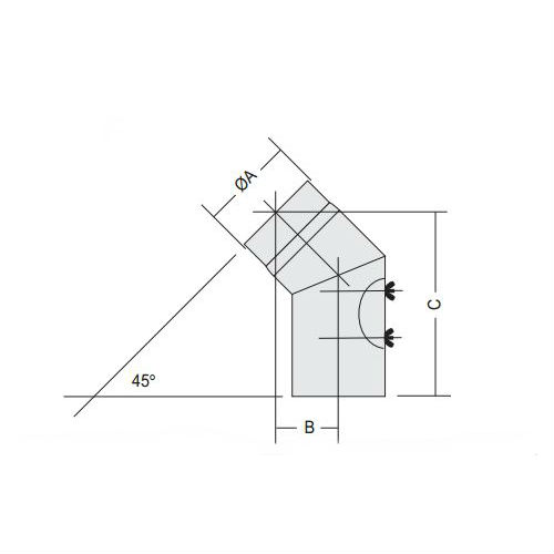 Rørbøyning Kaminexperten 45 Bøyd 150