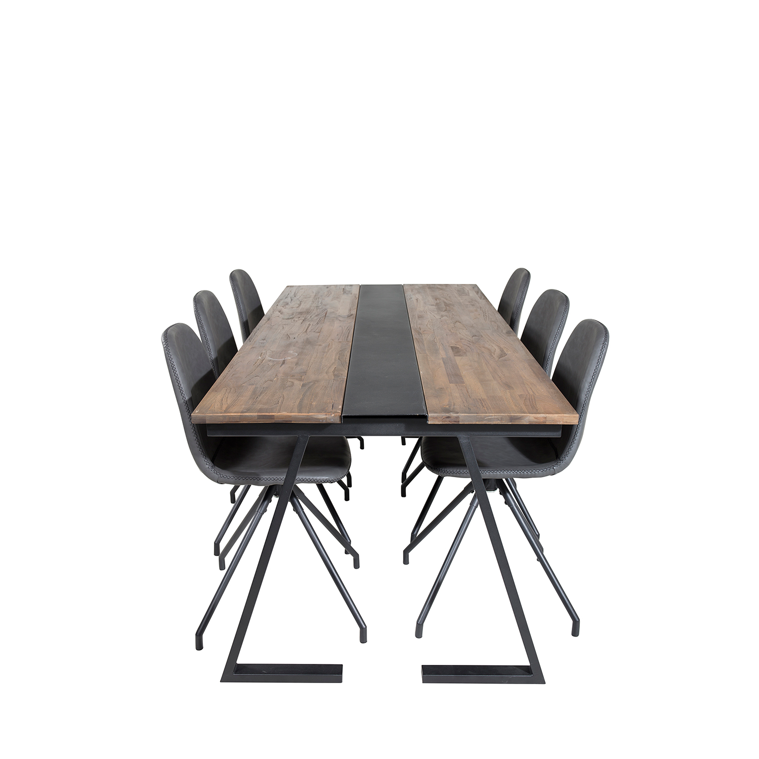 Spisegruppe Venture Home Jane med 6 Pobbie Svingfunksjon Stoler Kunstlær