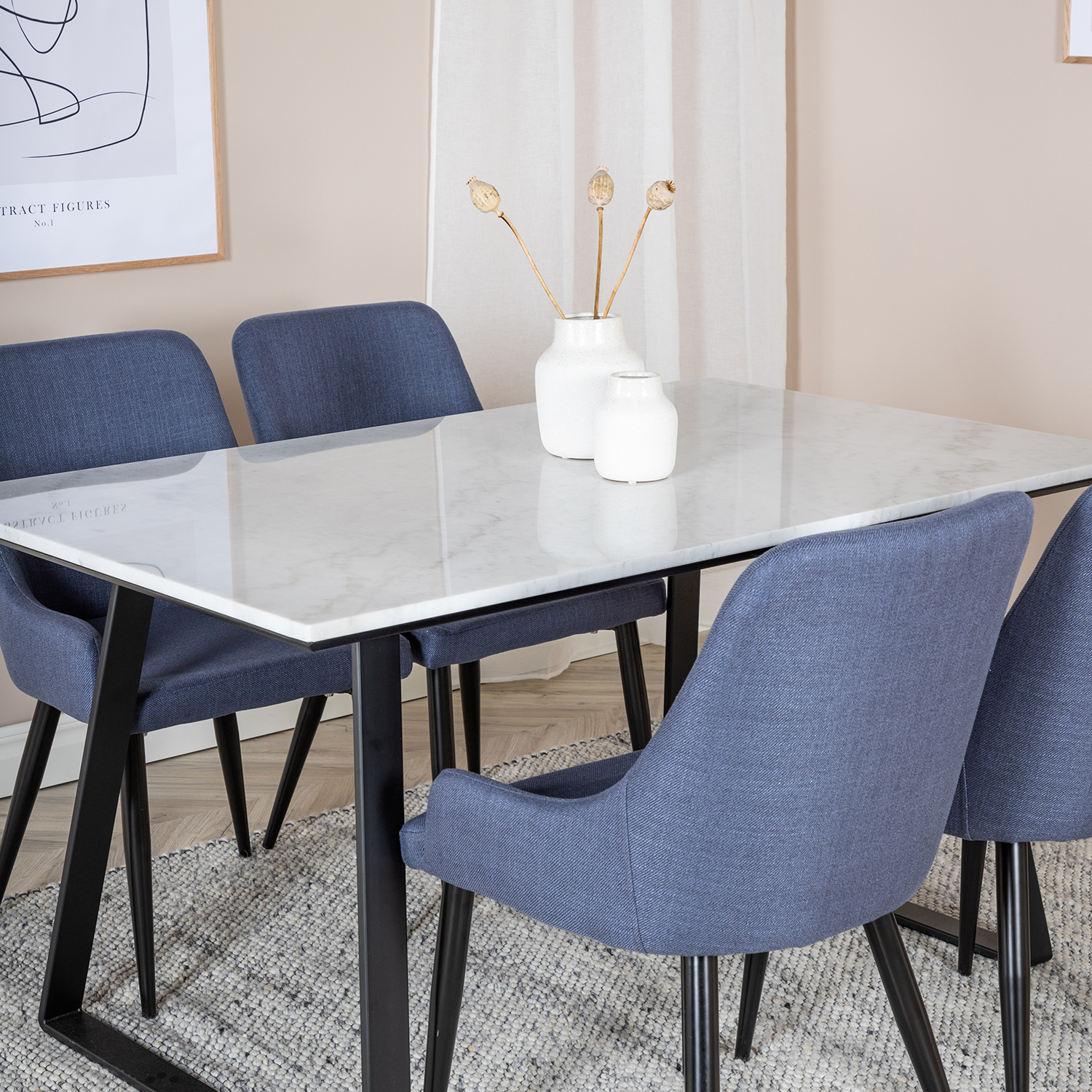 Spisegruppe Venture Home Estelle 140 med 4 Plake Stoler