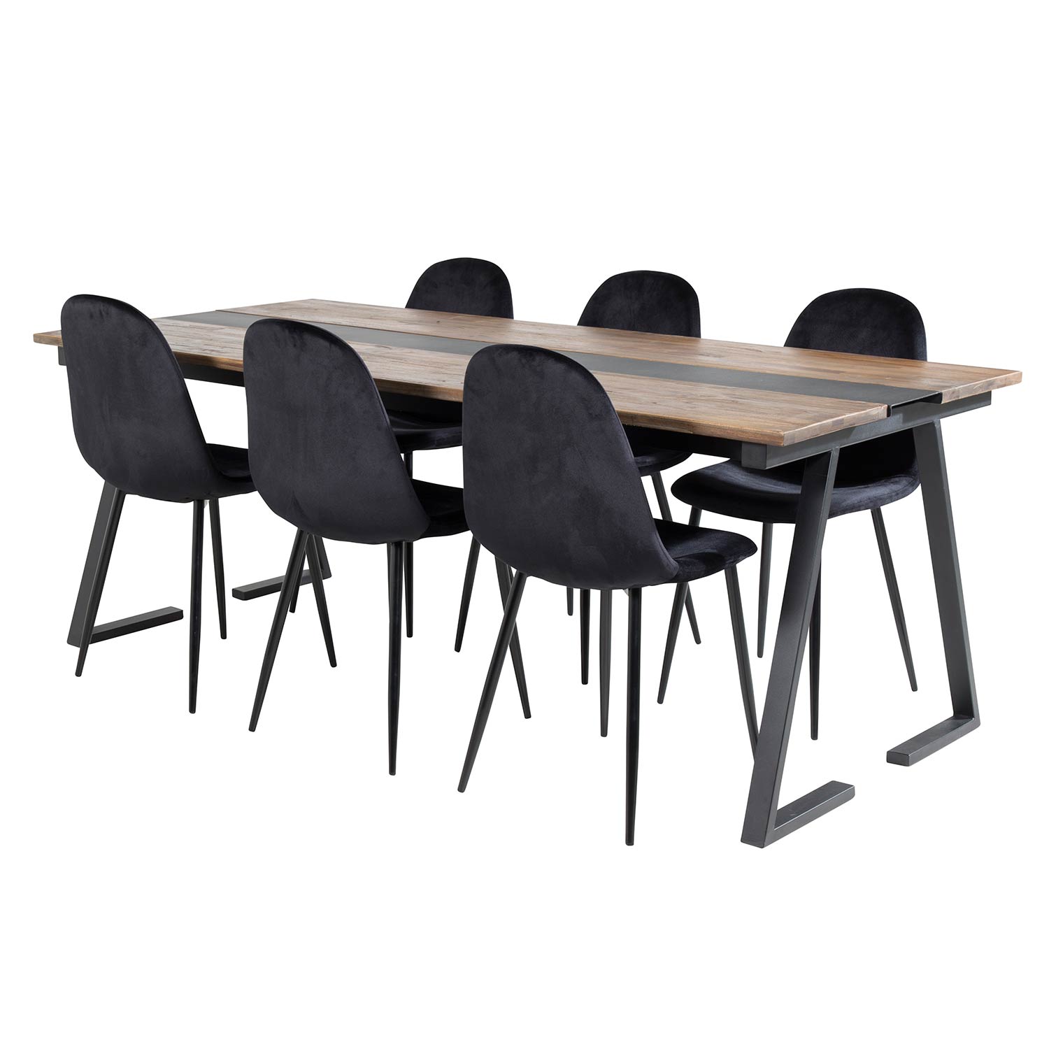 Spisegruppe Venture Home Jane med 6 Pobbie Stoler Fløyel