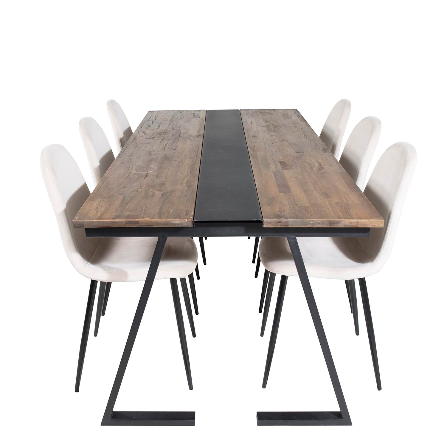 Spisegruppe Venture Home Jane med 6 Pobbie Stoler Fløyel